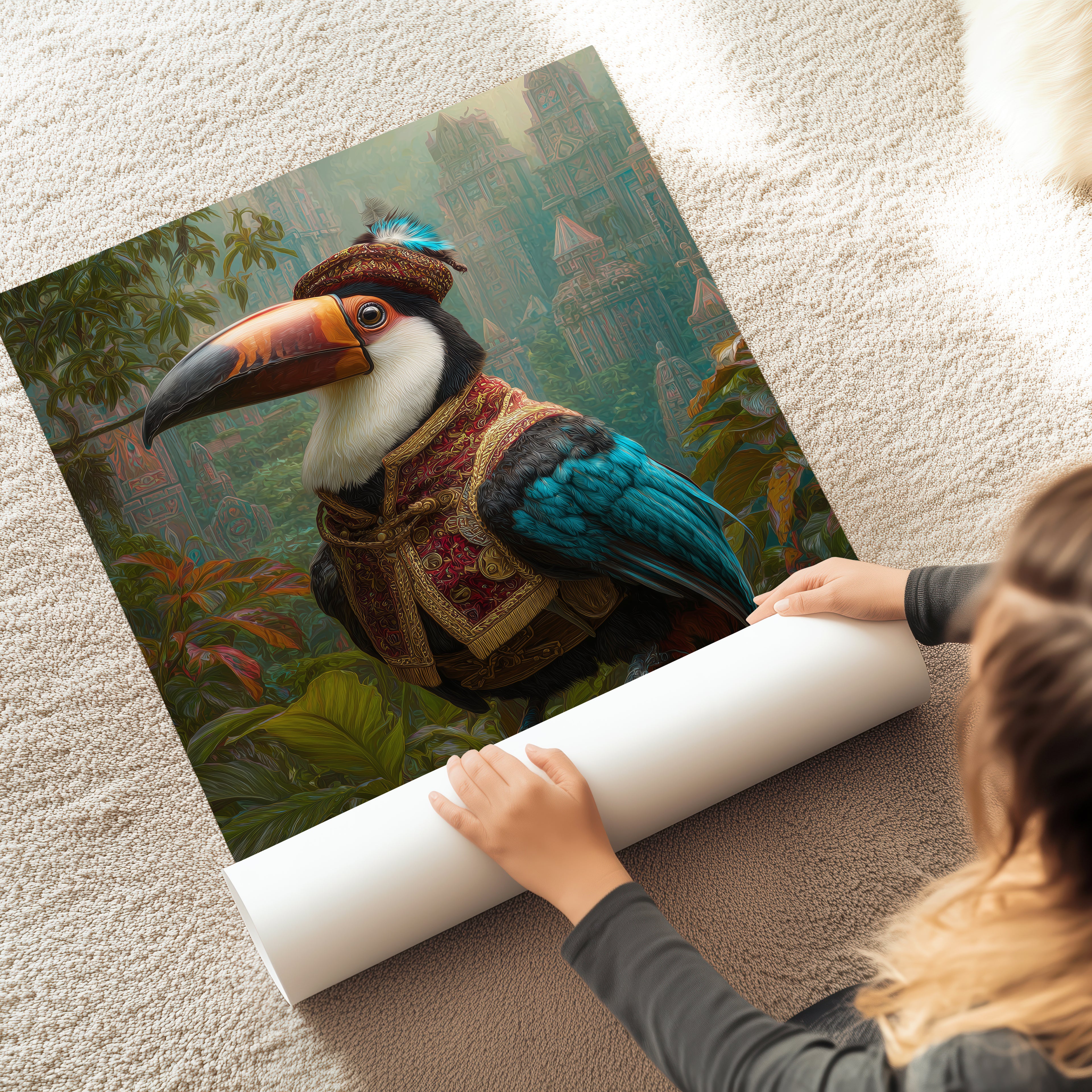 Toucan Explorer Print: Amazon Jungle Animal Portrait, Tropical Wall Art