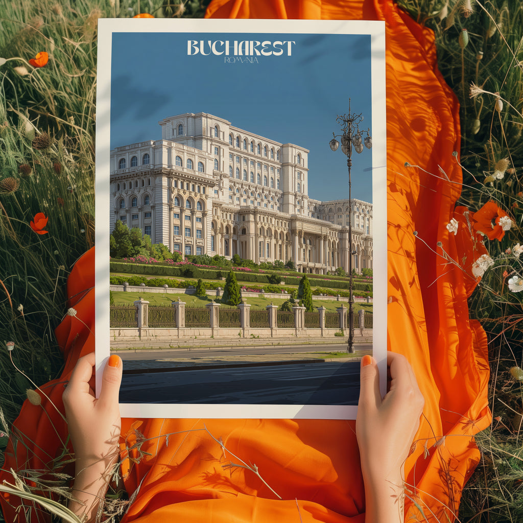 Bucharest Romania Poster – City Travel Print, Urban Wall Art, Modern Landmark Decor