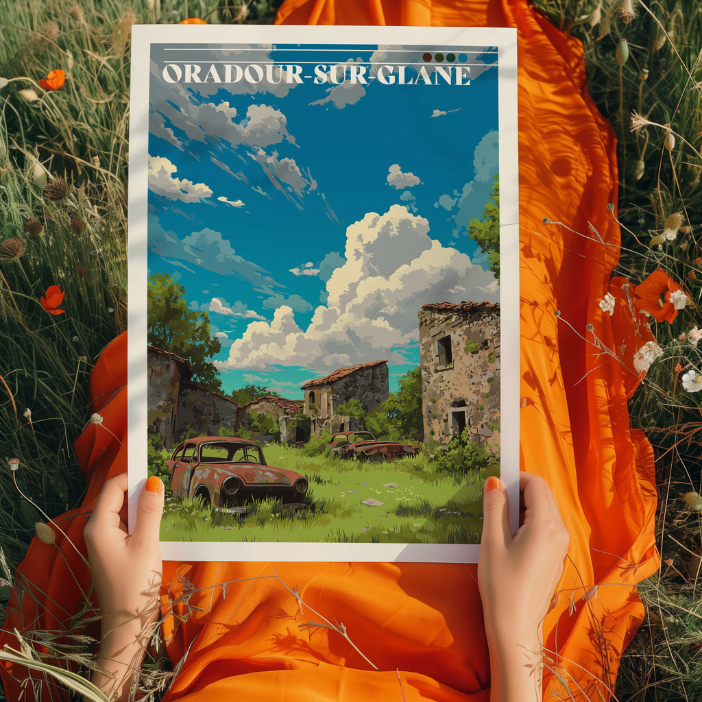 Oradour-sur-Glane Travel Poster: Abandoned Village Print, France Wall Art