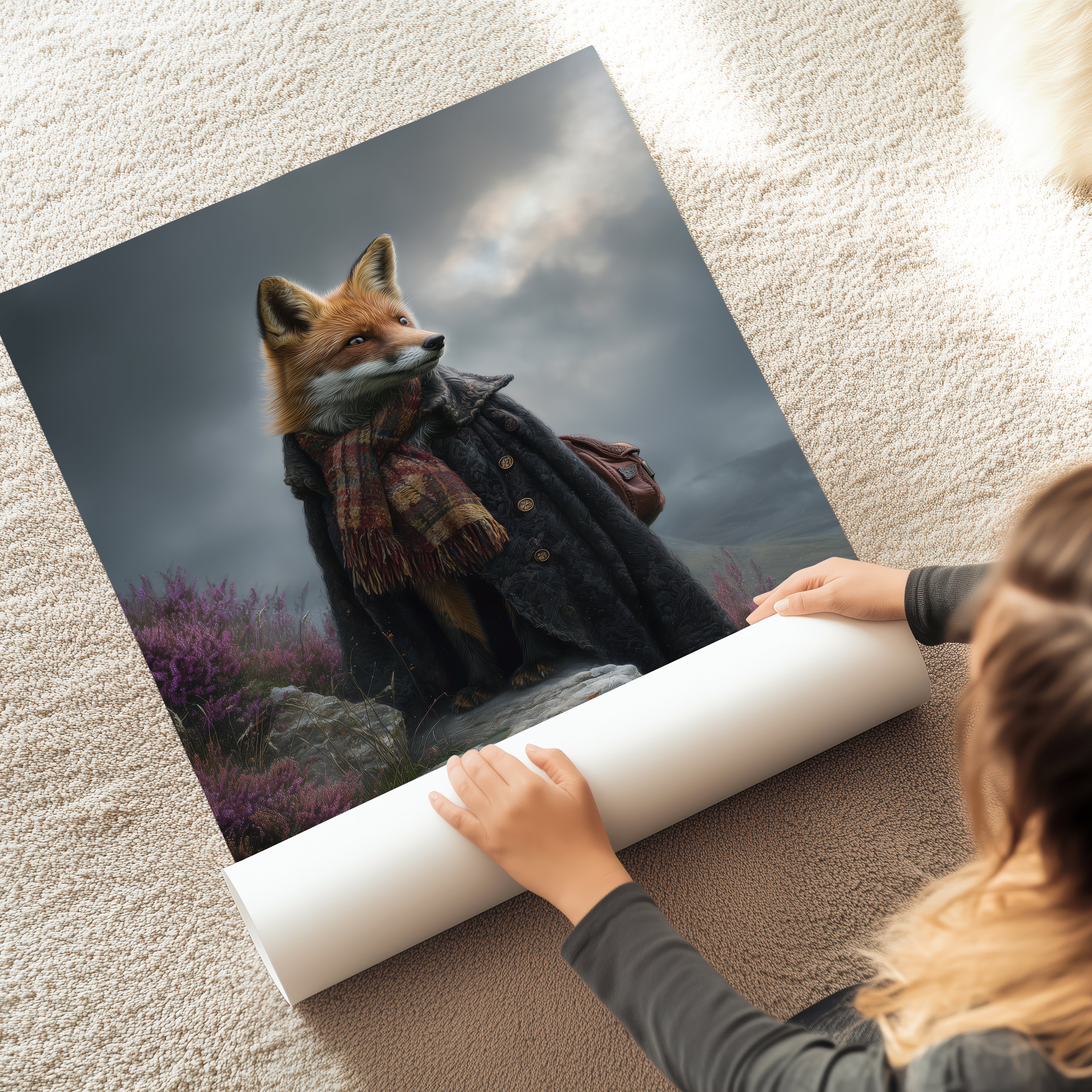 Highland Fox Poster – Cottagecore Animal Art, Woodland Creature Wall Print