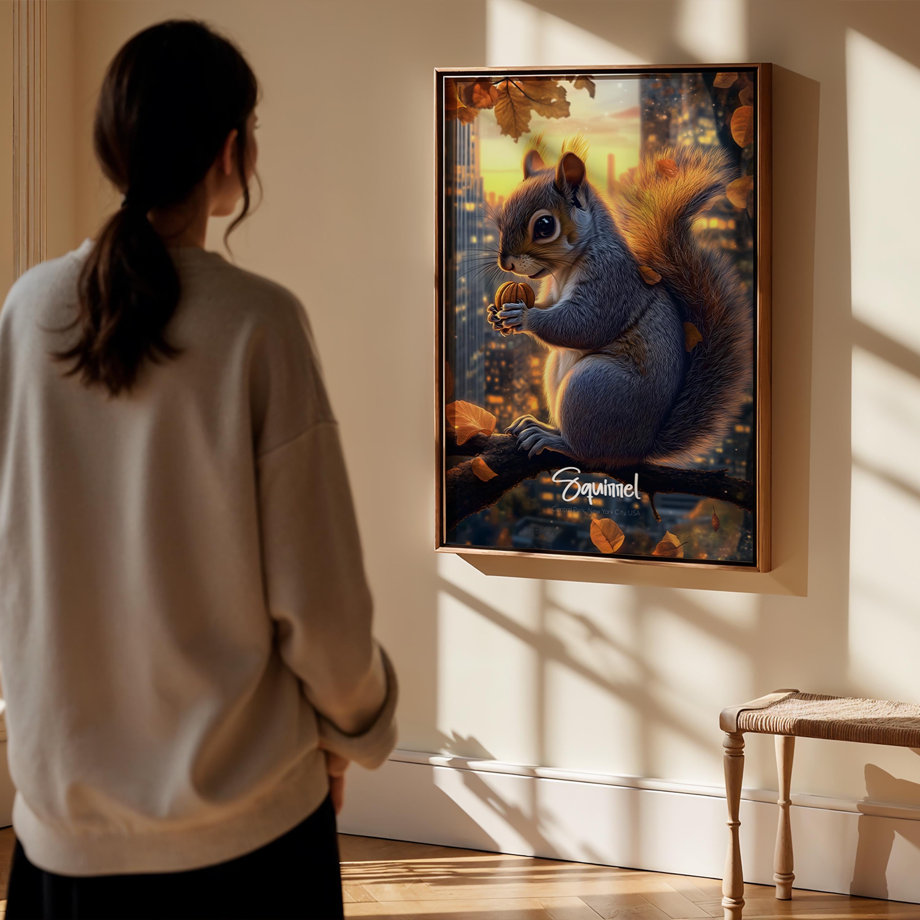 Squirrel Framed Art Print: Woodland Nursery Wall Decor