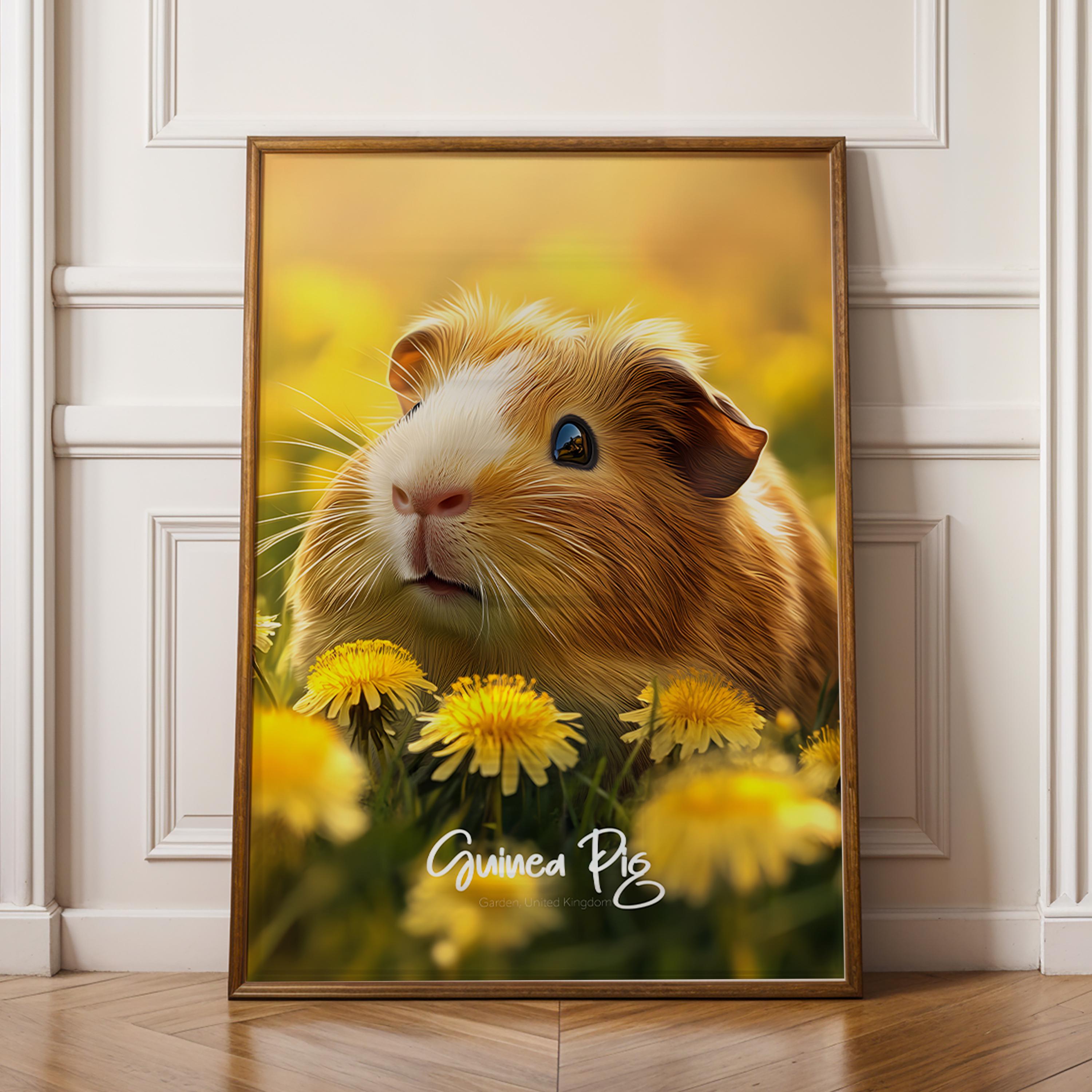 Guinea Pig Poster Wall Art – Cute Animal Print for Pet Lovers, Nursery Decor, Gift for Kids & Small Animal Enthusiasts