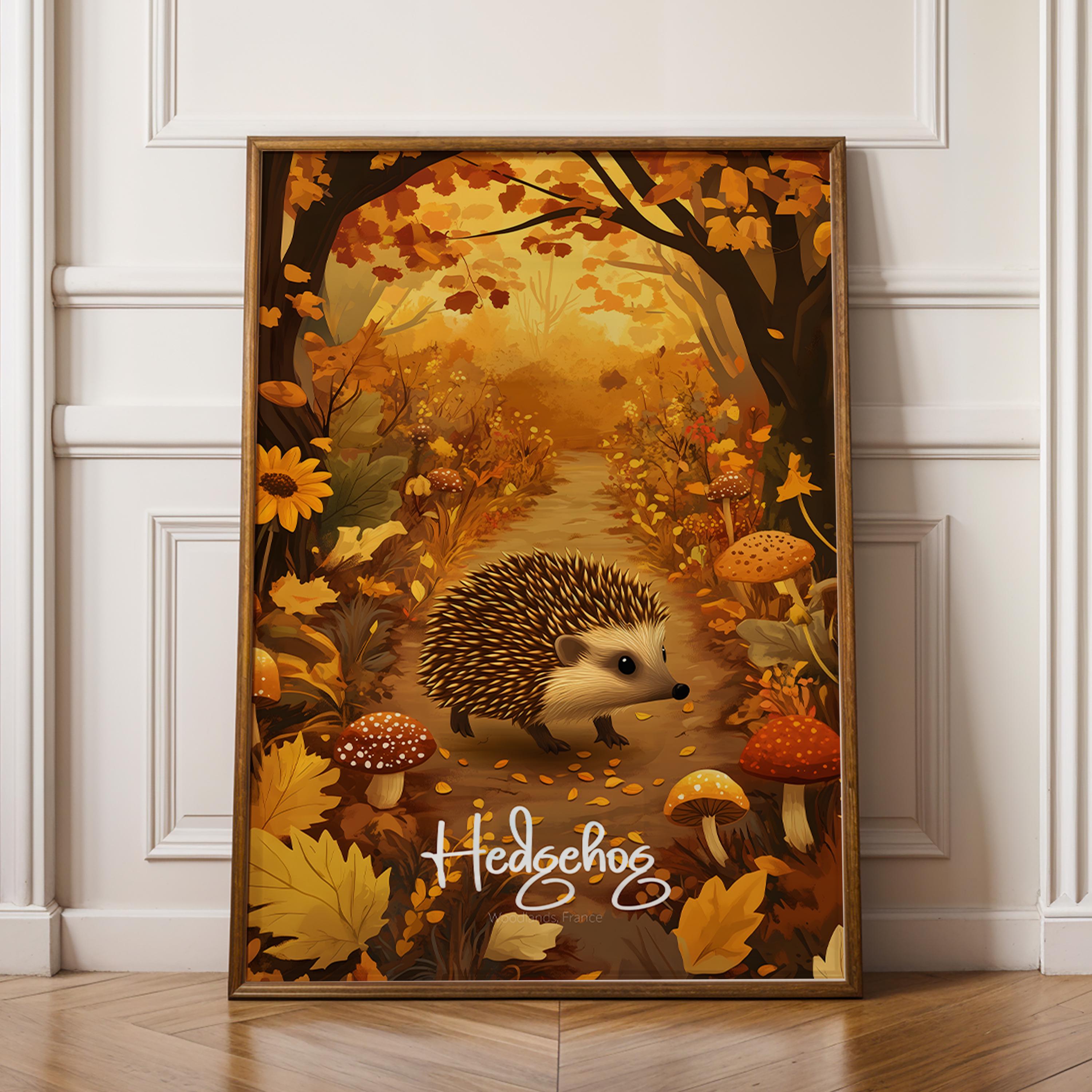 Hedgehog Nursery Print: Woodland Animal Wall Art