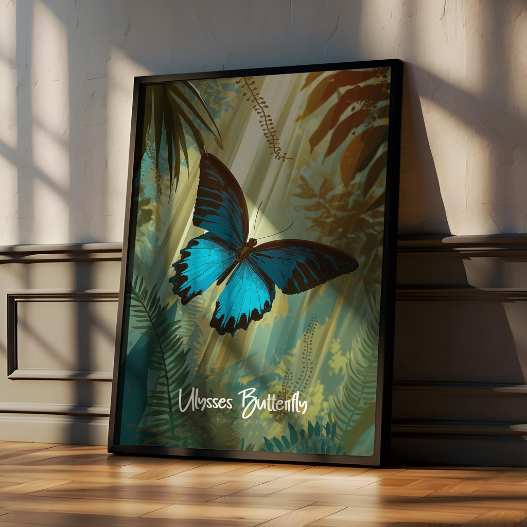 Ulysses Butterfly Print: Vibrant Tropical Insect Wall Art