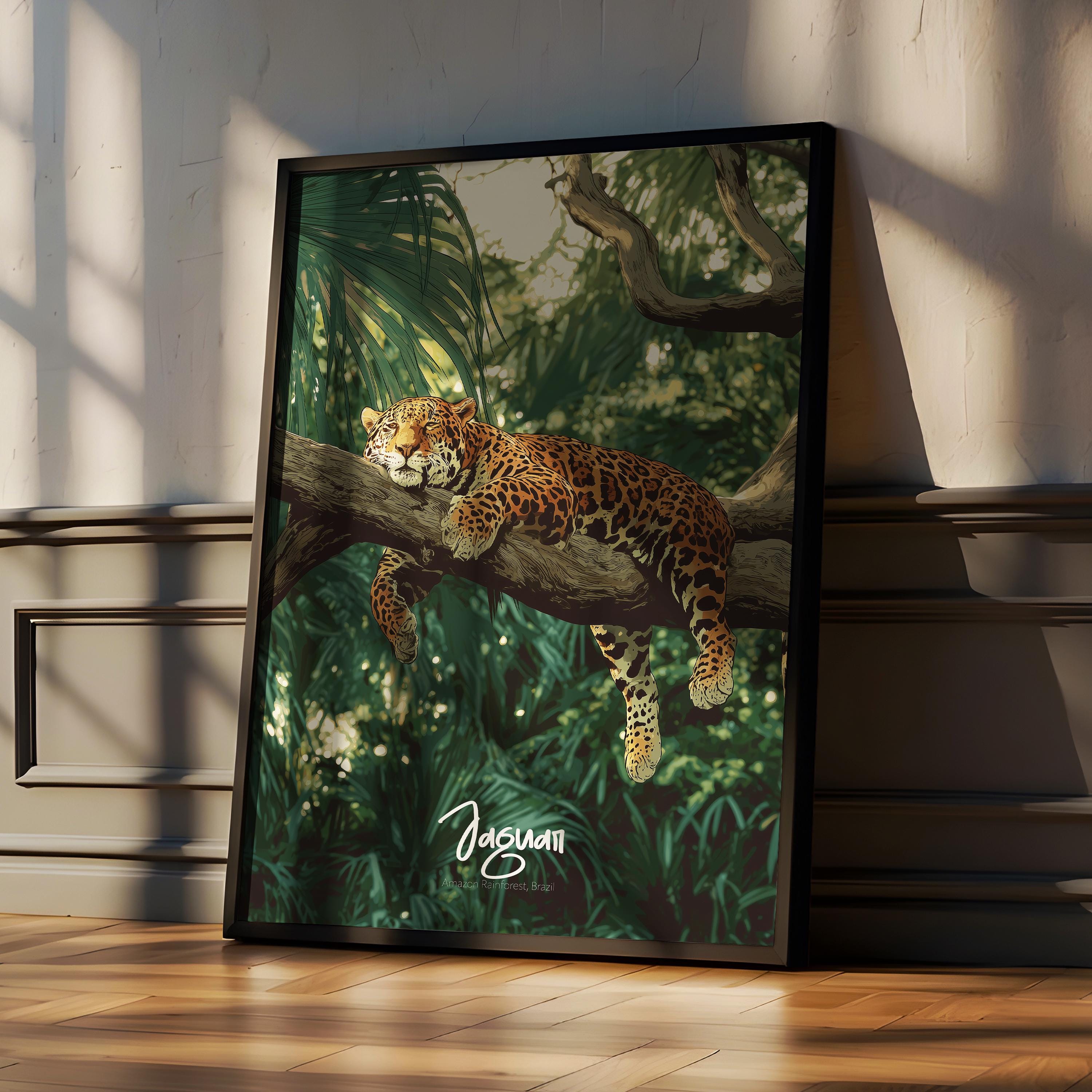 Jaguar Wall Art Print: Powerful Jungle Cat Portrait