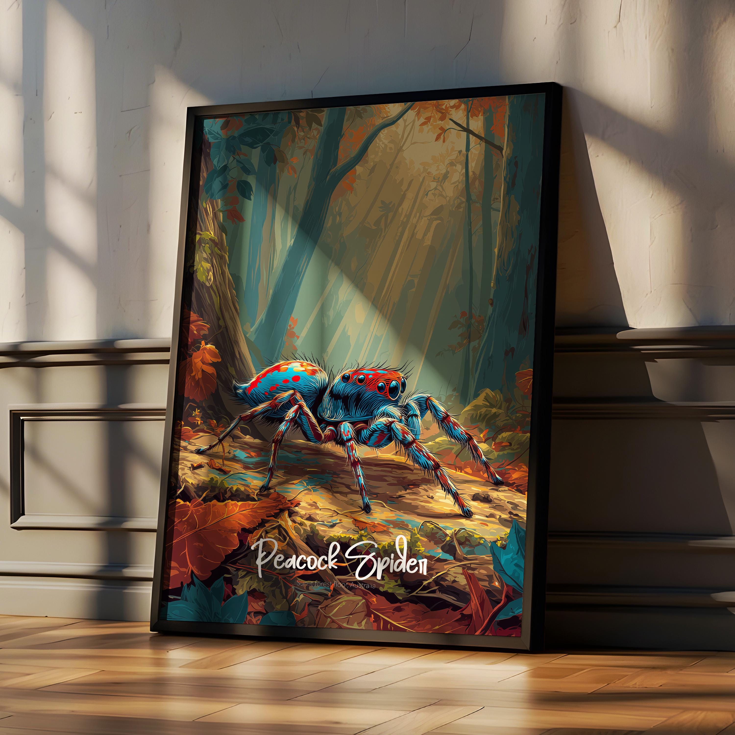 Peacock Spider Art Print: Colorful Insect Poster, Nature Decor