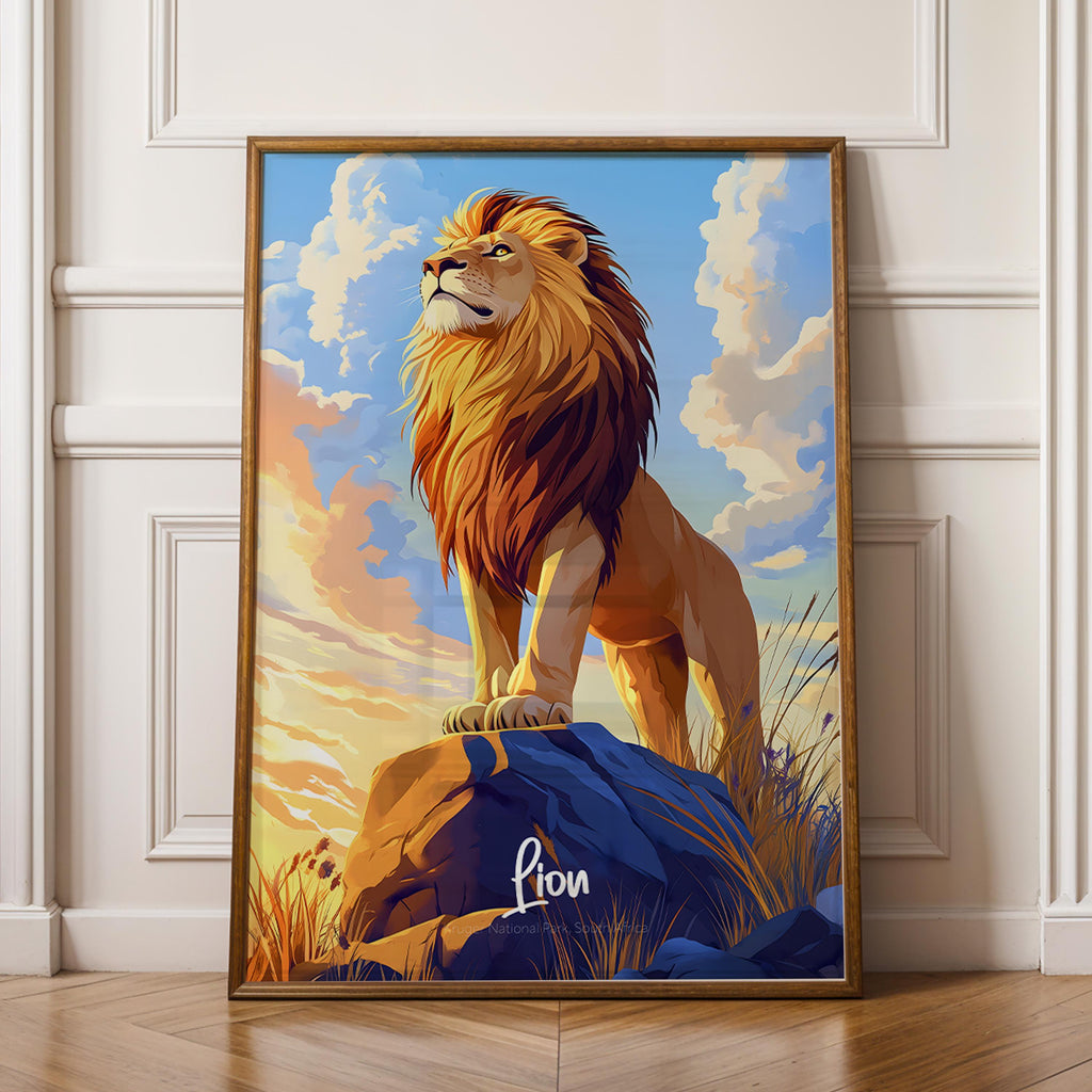 Fierce Lion Art Print: Safari Animal Wall Decor