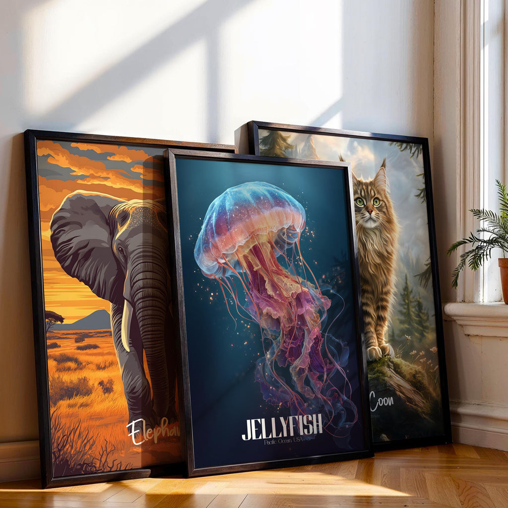 Jellyfish Wall Art Print: Ethereal Ocean Animal Illustration
