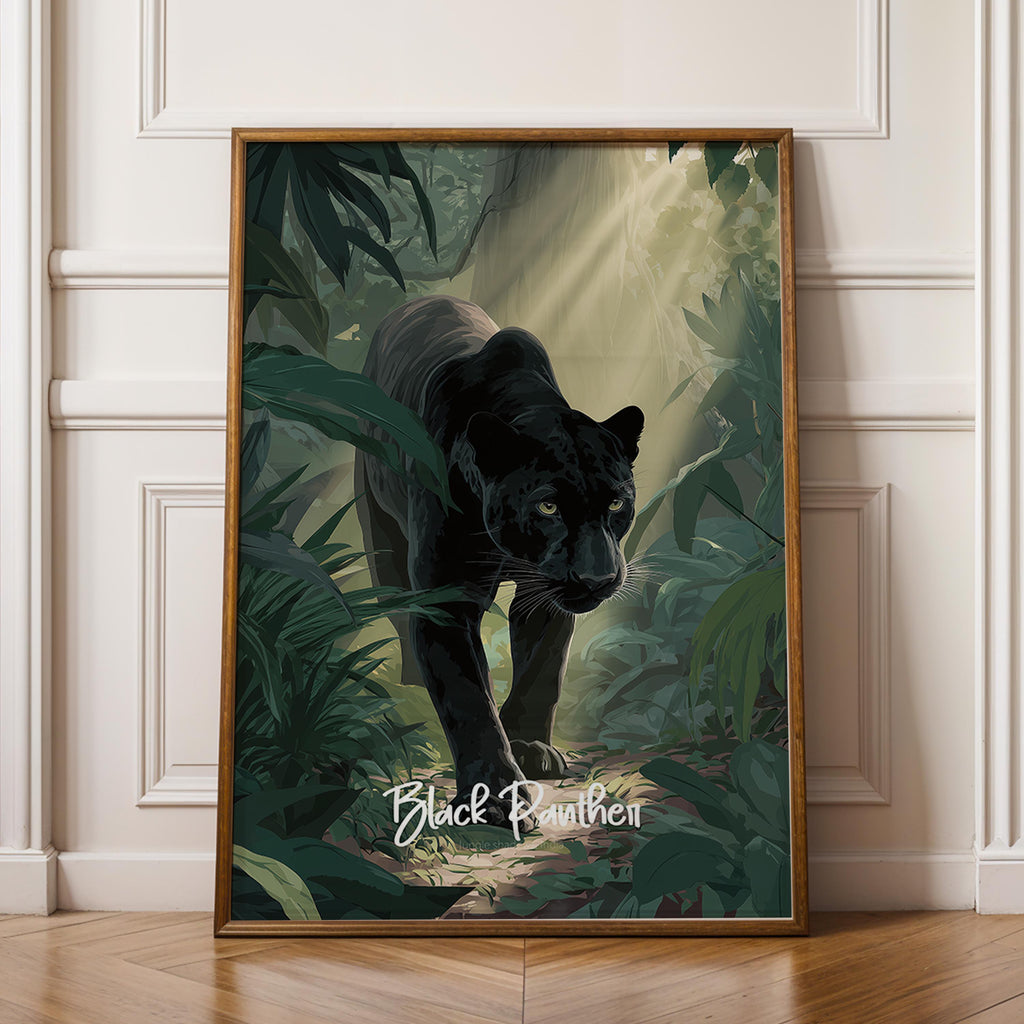 Black Panther Framed Poster: Jungle Nursery Wall Art