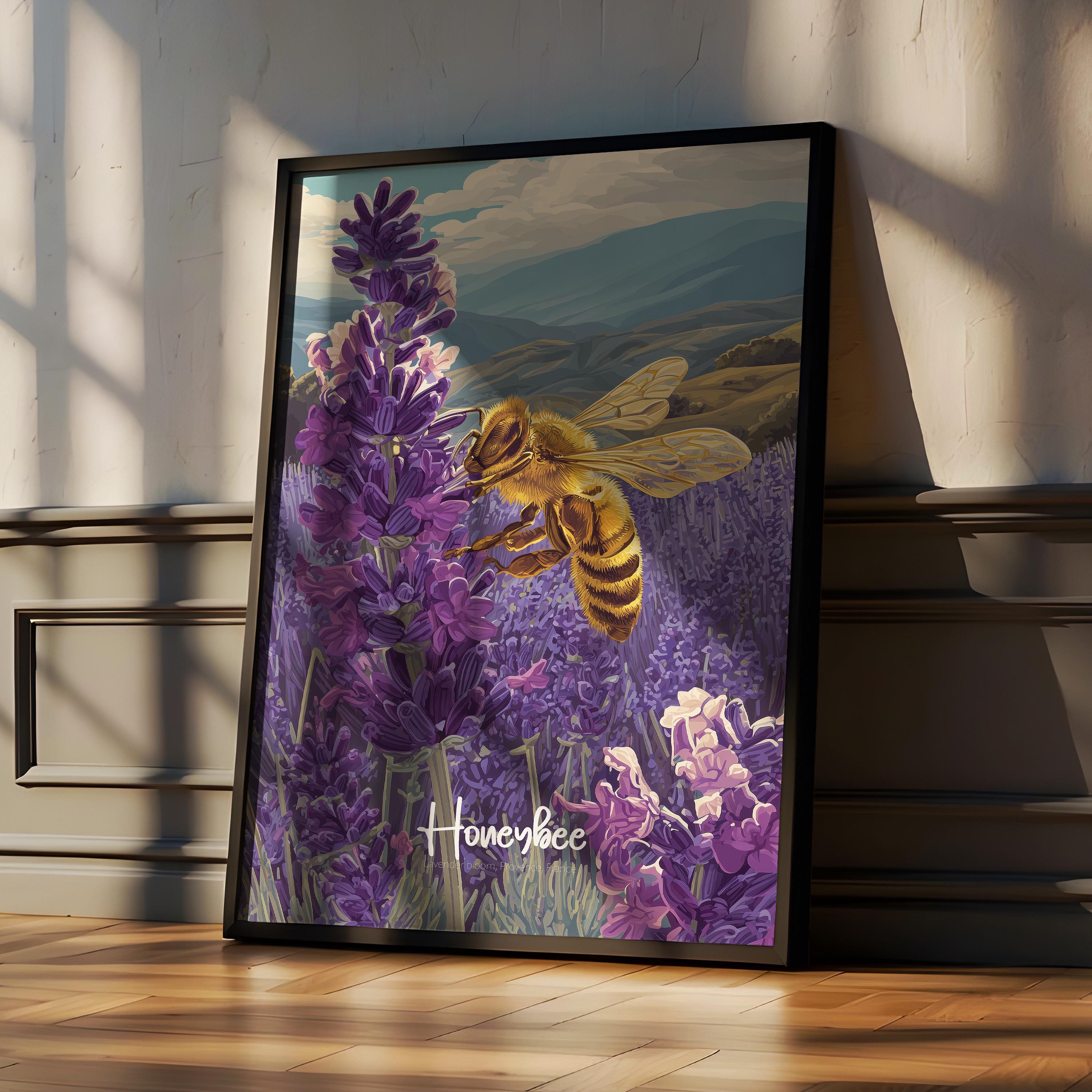 Honeybee Wall Art Print: Nature-Inspired Decor for Kitchen or Nursery