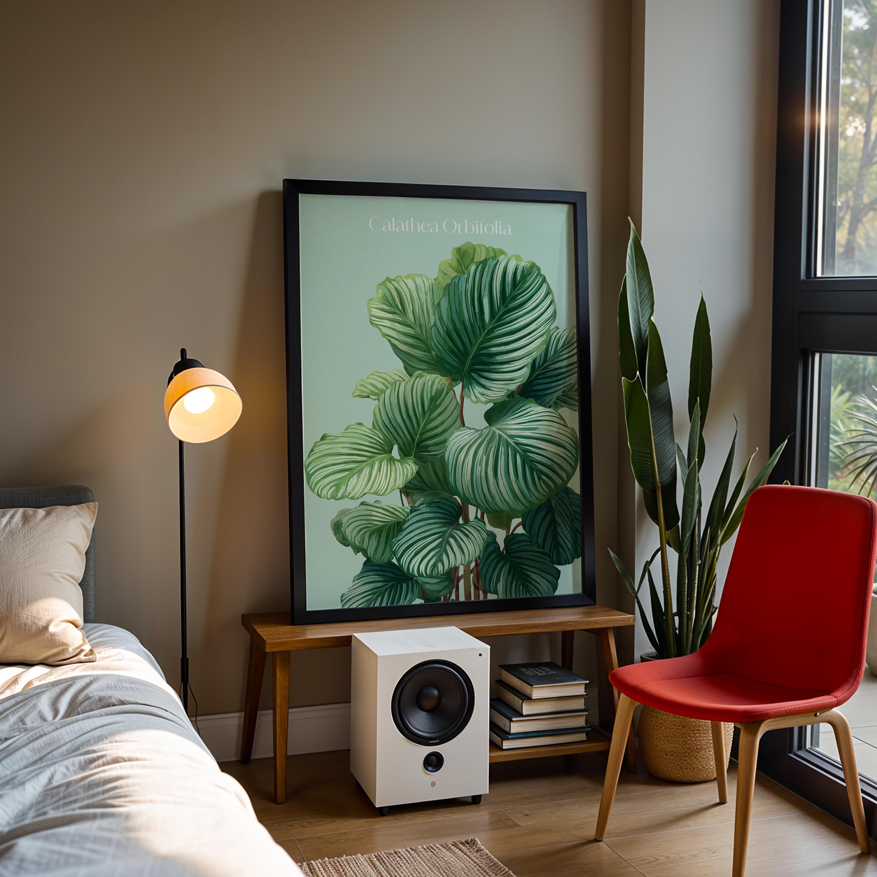 Calathea Orbifolia Print: Tropical Botanical Wall Art, Plant Lover Gift