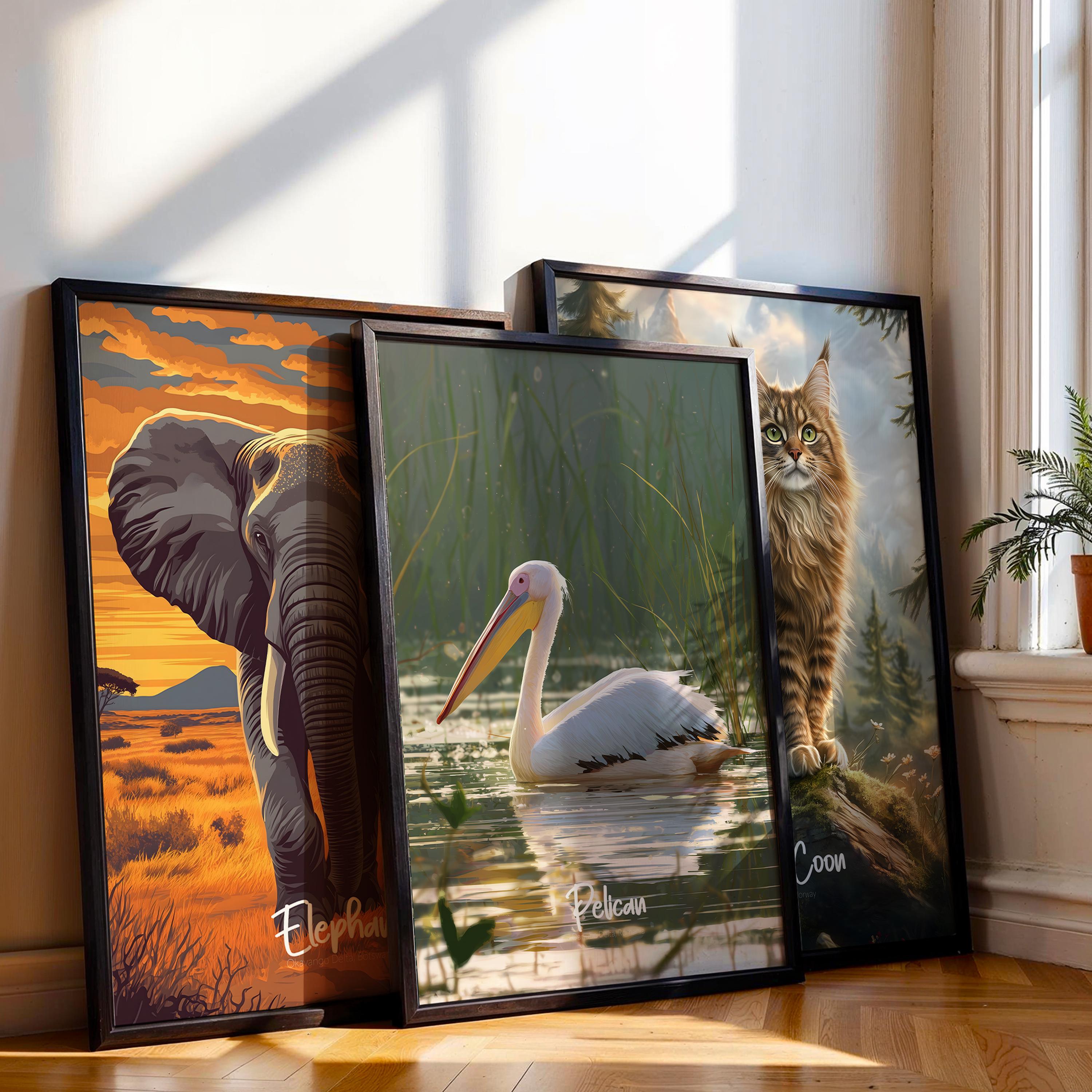 Pelican Coastal Art Print: Seaside Bird Illustration, Beach House Decor