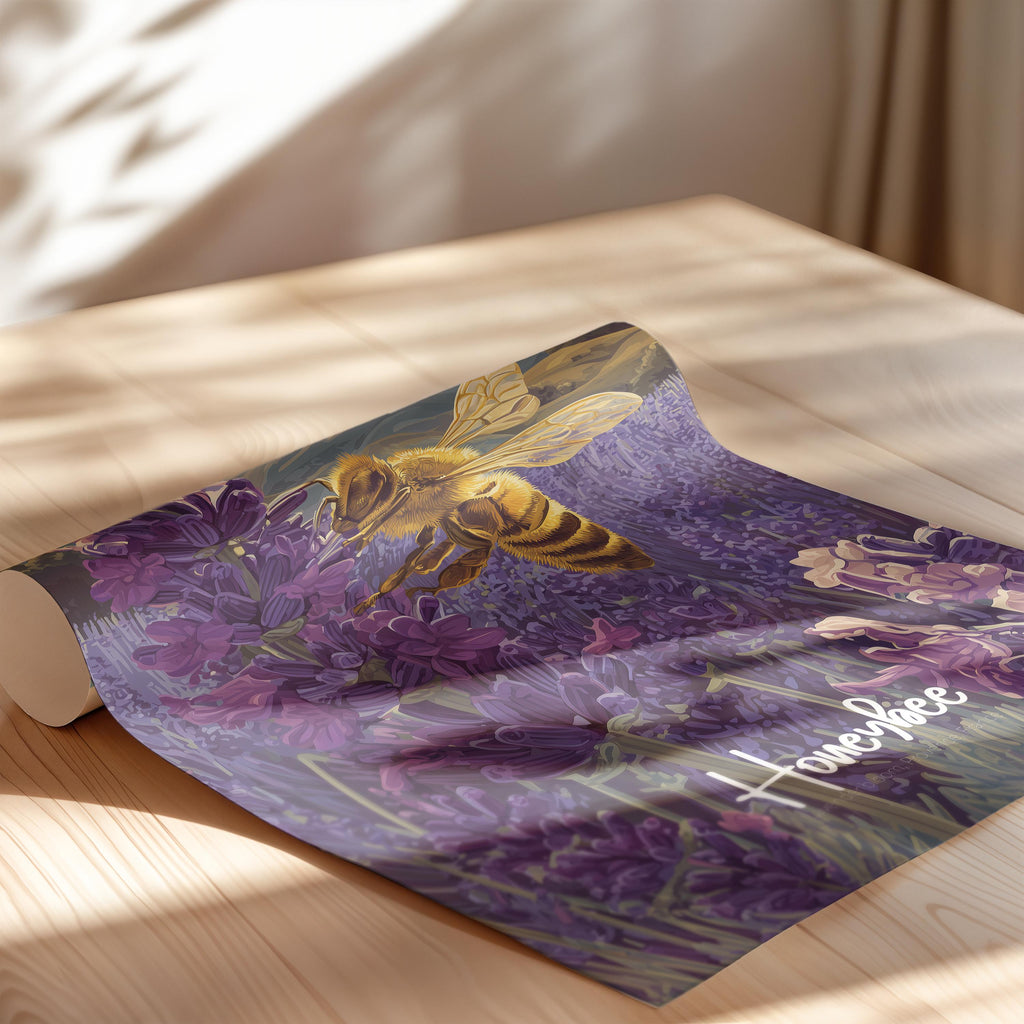 Honeybee Wall Art Print: Nature-Inspired Decor for Kitchen or Nursery