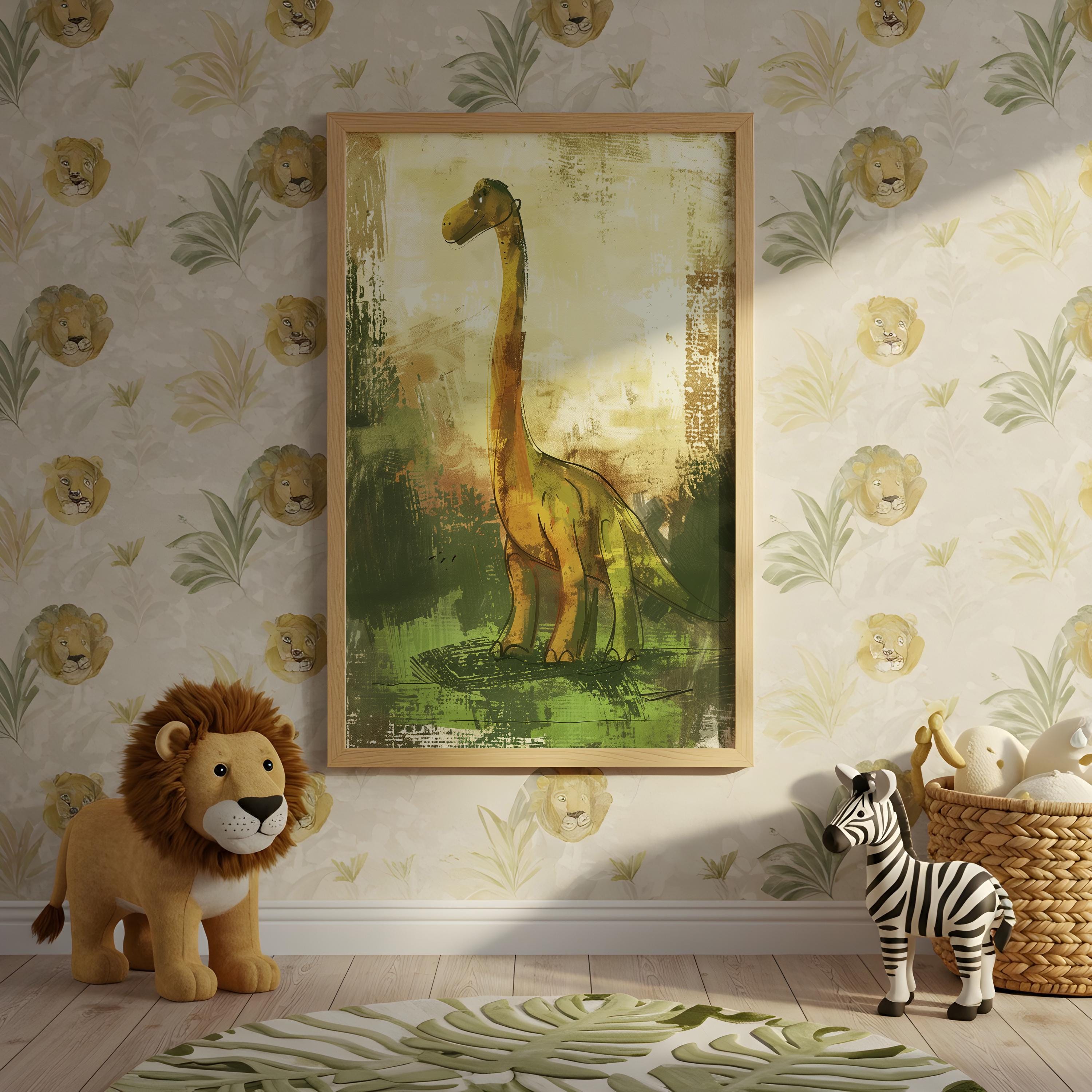 Brachiosaurus Wall Art – Dinosaur Print for Kids Room