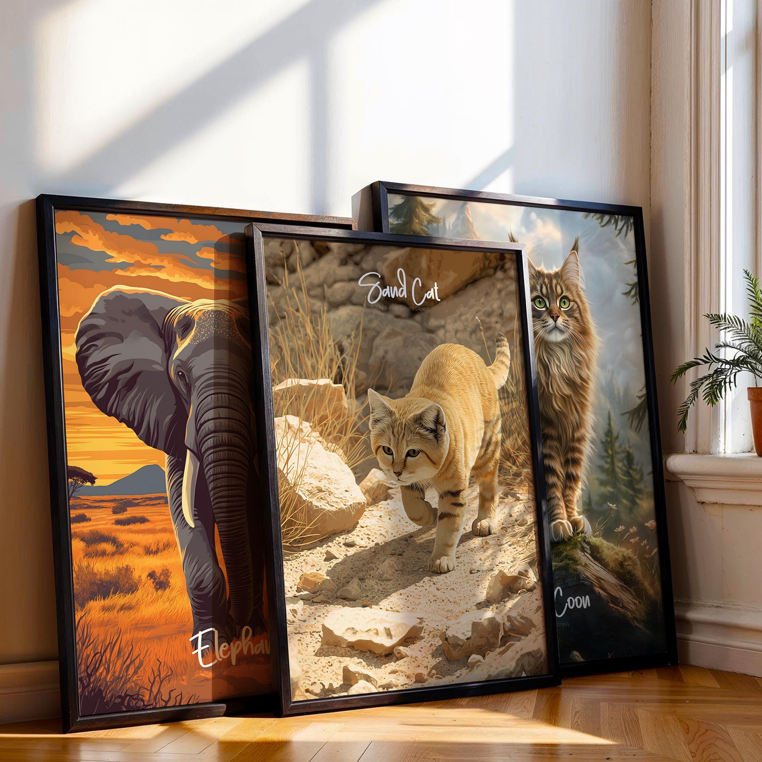 Sand Cat Art Print: Desert Feline Illustration, Wildlife Decor