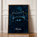 Raccoon Forest Animal Print: Rustic Home Decor Wall Art