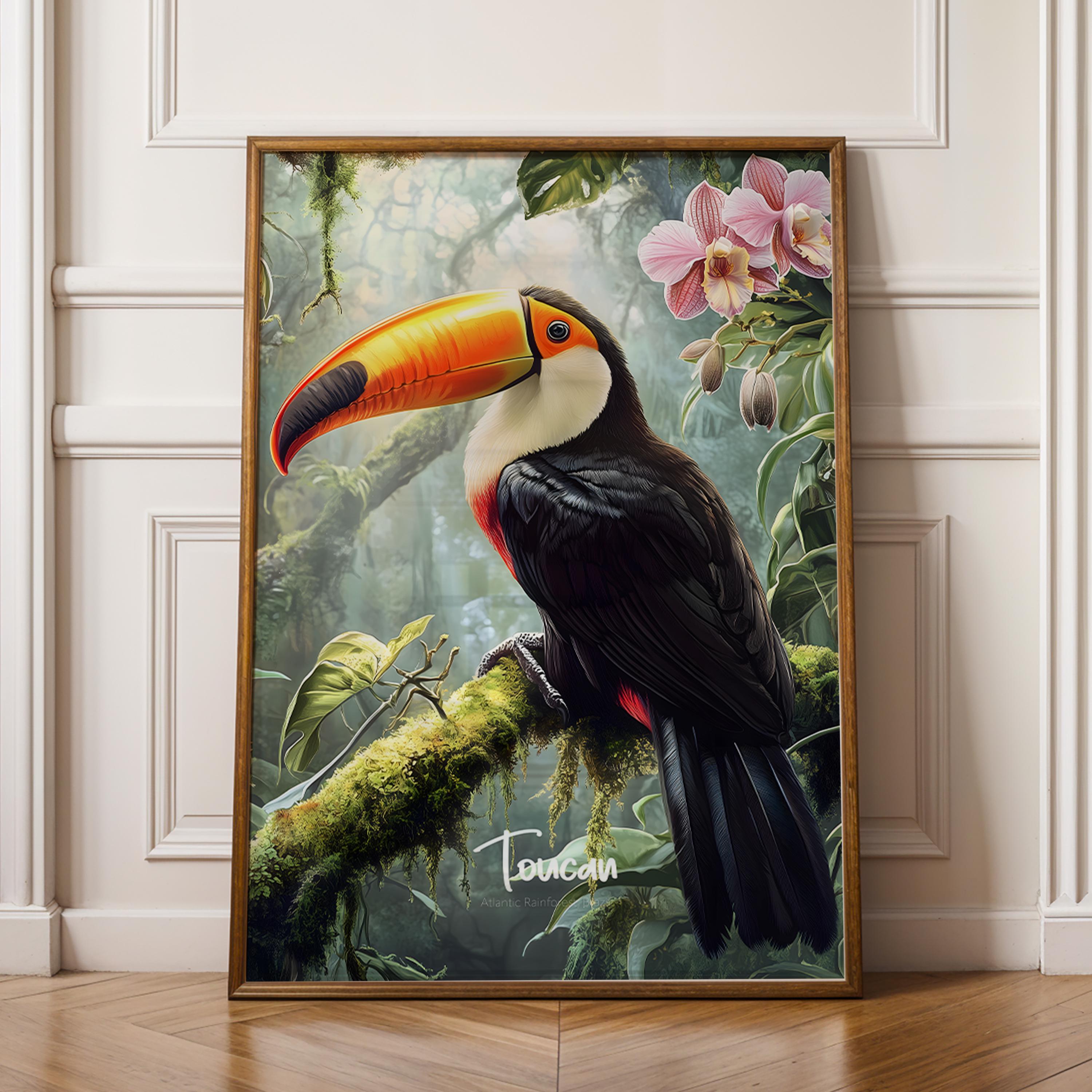Toucan Art Print: Tropical Jungle Bird Illustration, Exotic Wildlife Decor