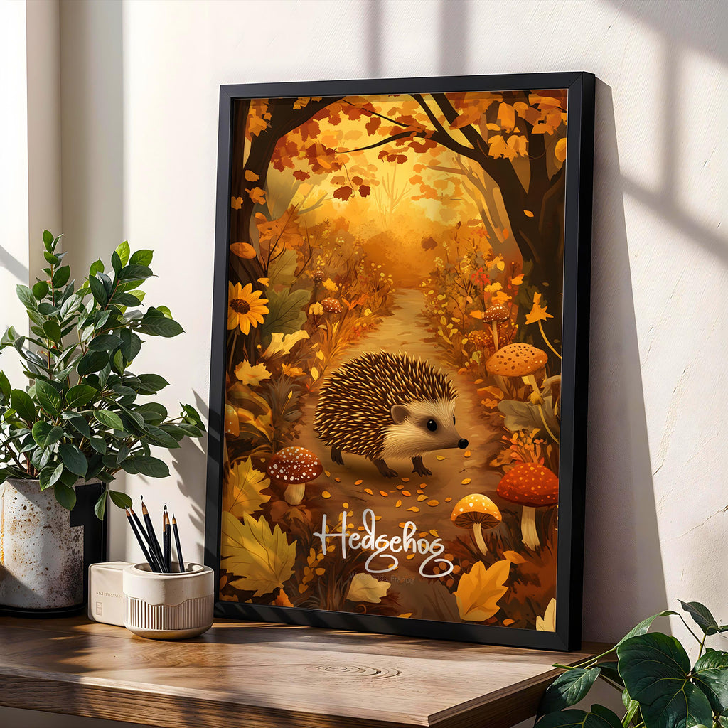 Hedgehog Nursery Print: Woodland Animal Wall Art