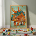 Triceratops Illustration Wall Art – Nursery Dino Print