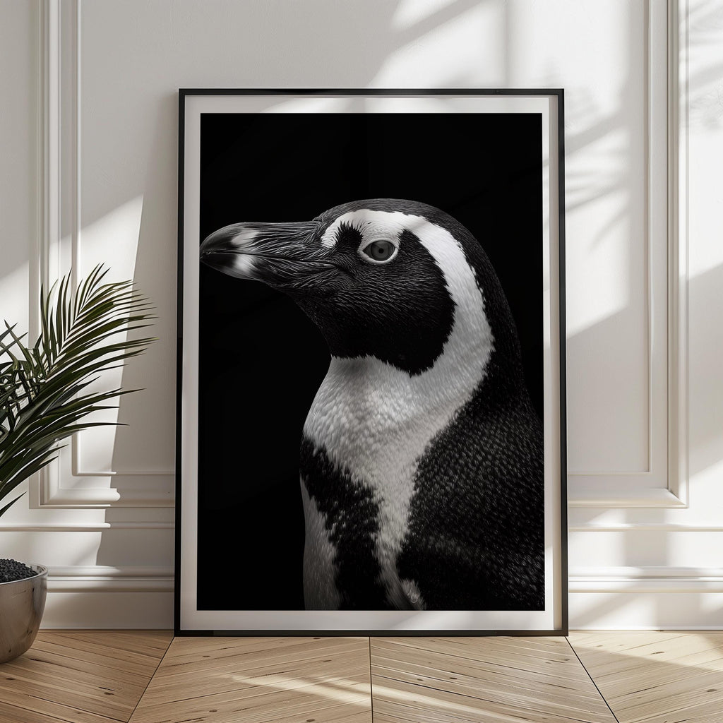 Monochrome Penguin Print: Arctic Wildlife Poster, Minimalist Bird Decor