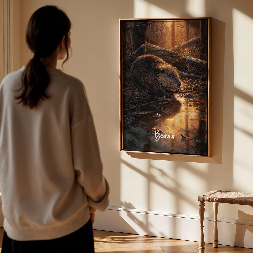Beaver Framed Poster: Woodland Nursery Decor, Nature-Inspired Print