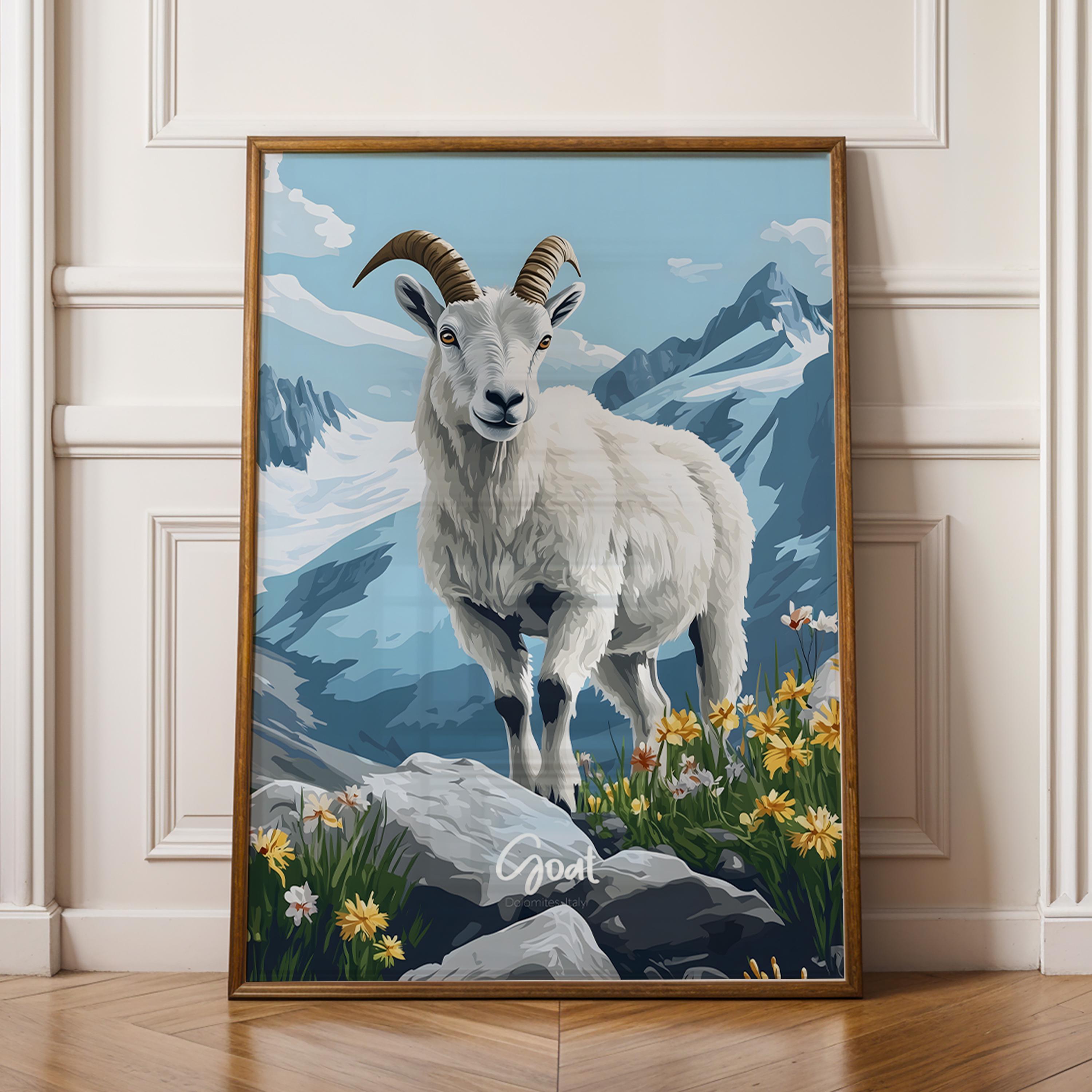 Rustic Goat Framed Poster: Farmhouse Animal Wall Art