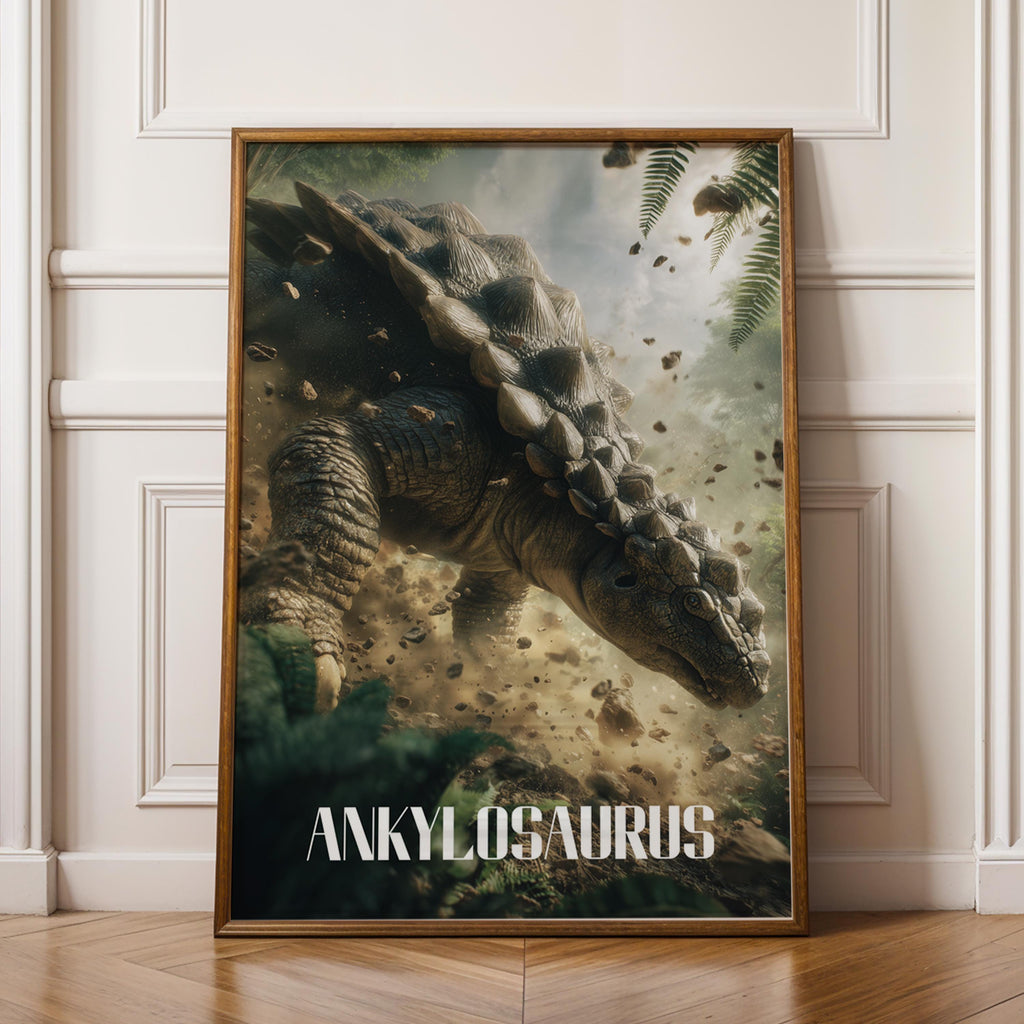 Ankylosaurus Poster for Kids Room – Armoured Dinosaur Wall Art for Nursery and Playroom