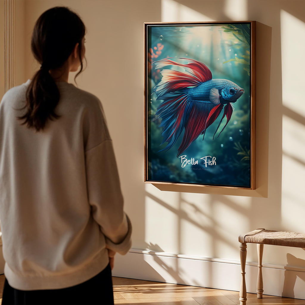 Betta Fish Framed Poster: Vibrant Tropical Aquarium Art