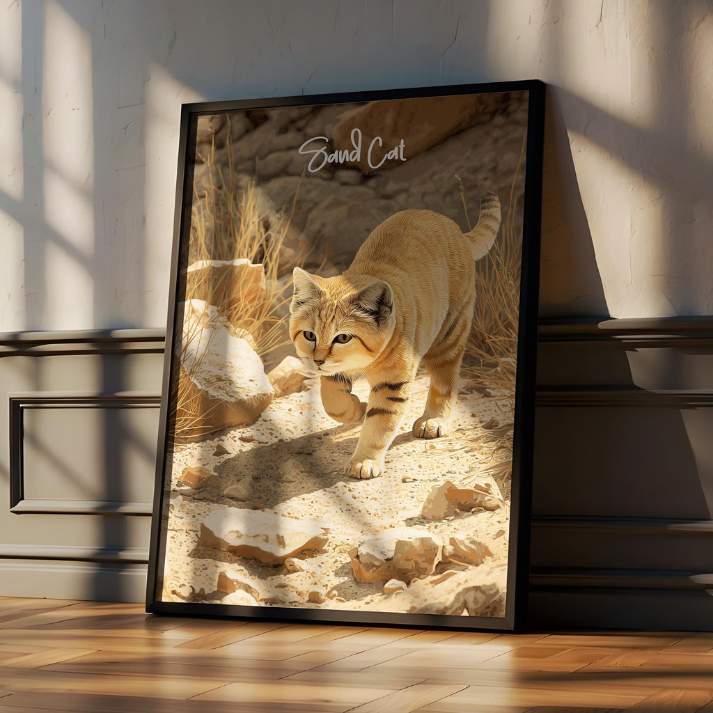 Sand Cat Art Print: Desert Feline Illustration, Wildlife Decor
