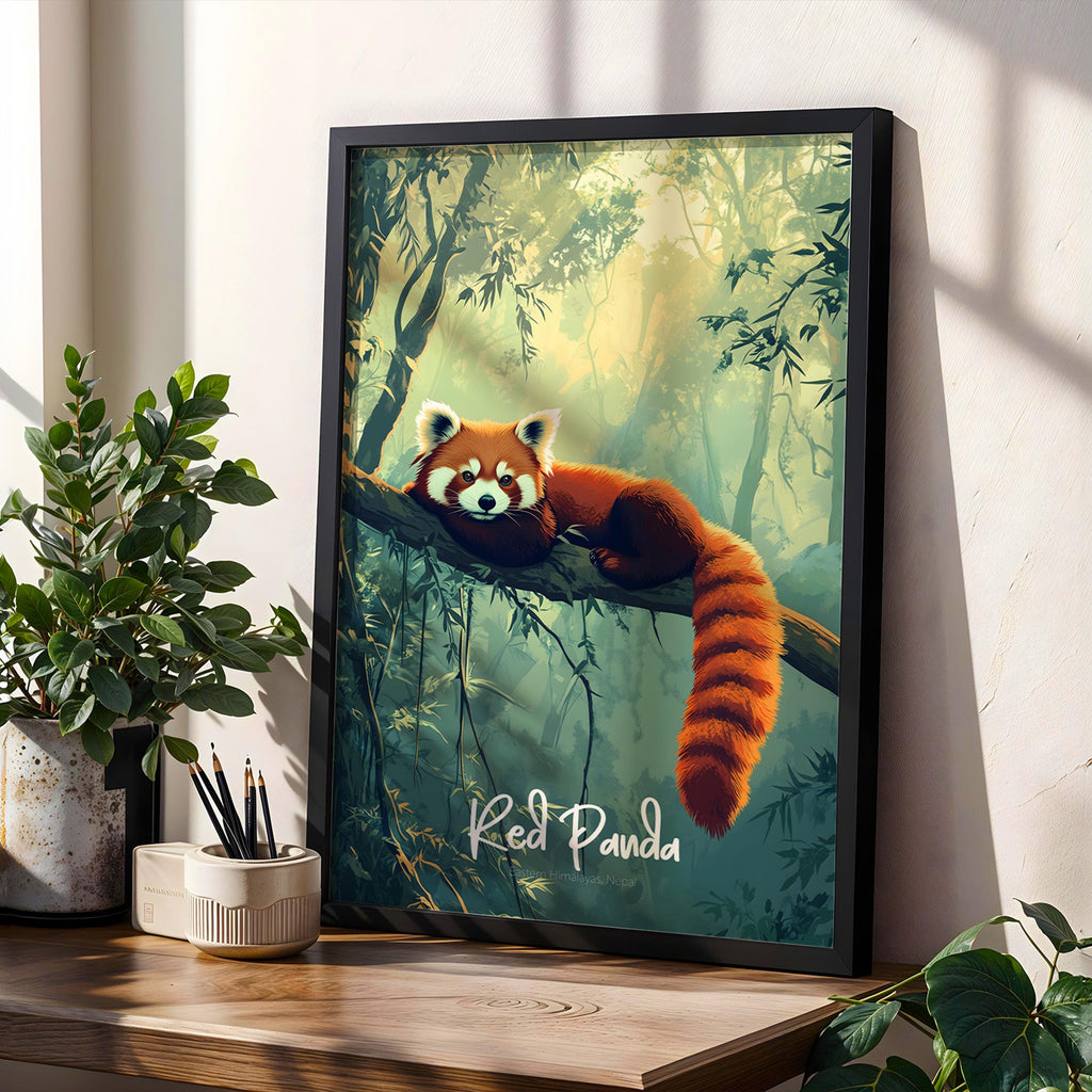 Red Panda Print: China Wildlife Illustration, Animal Wall Art