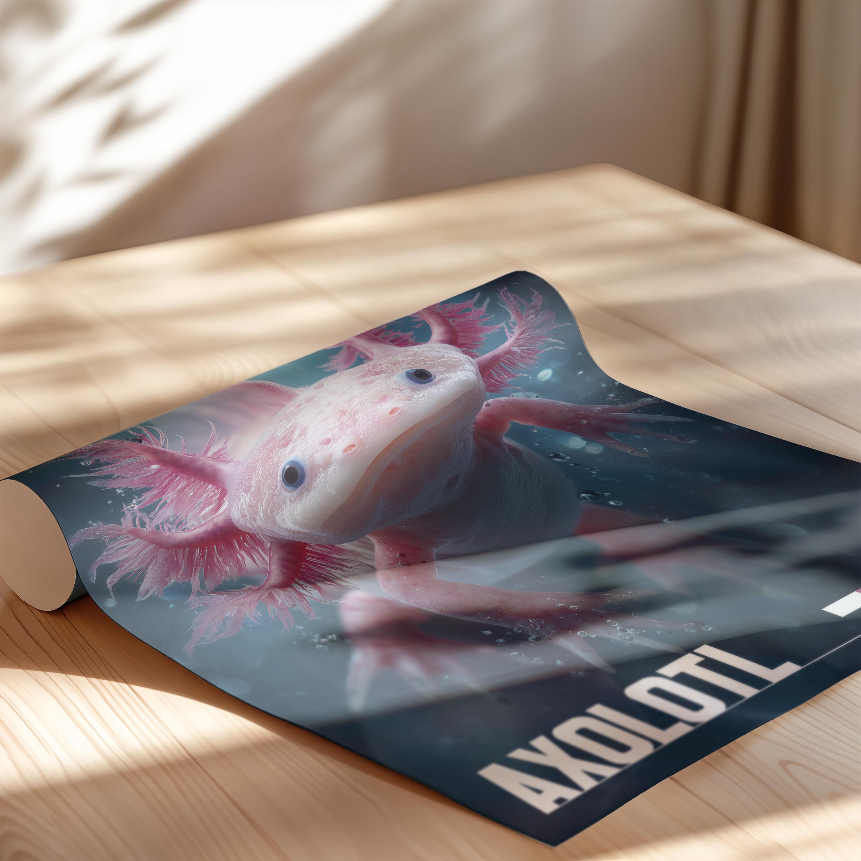 Axolotl Framed Poster: Cute Aquatic Animal Wall Art for Nursery or Kids Room