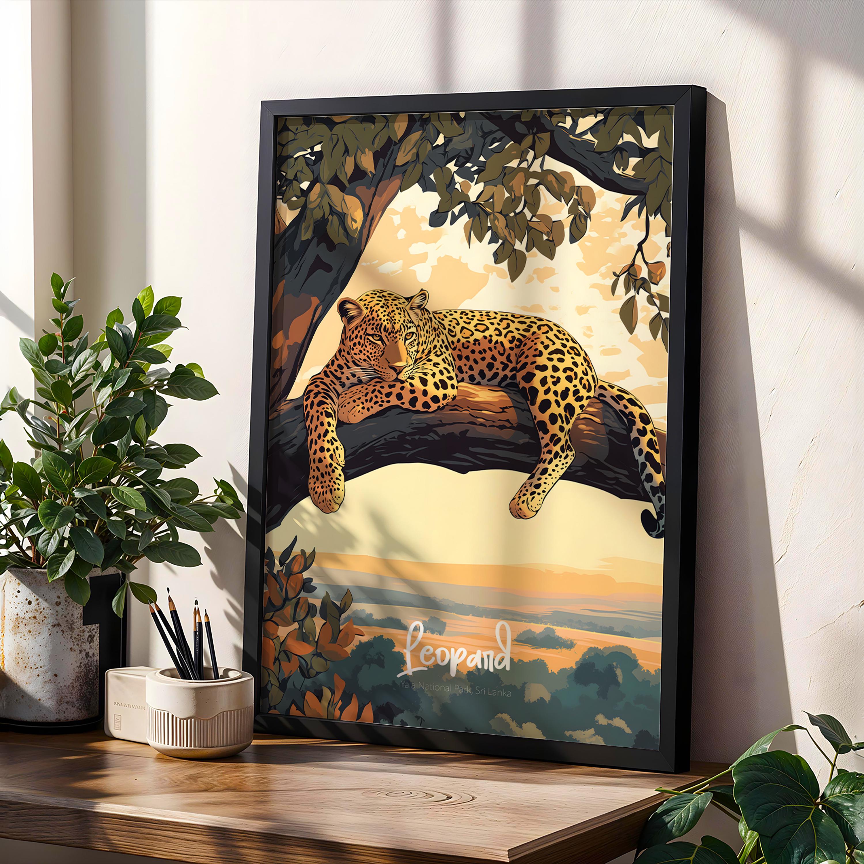 Framed Leopard Poster: Wild Animal Print, Safari Home Decor