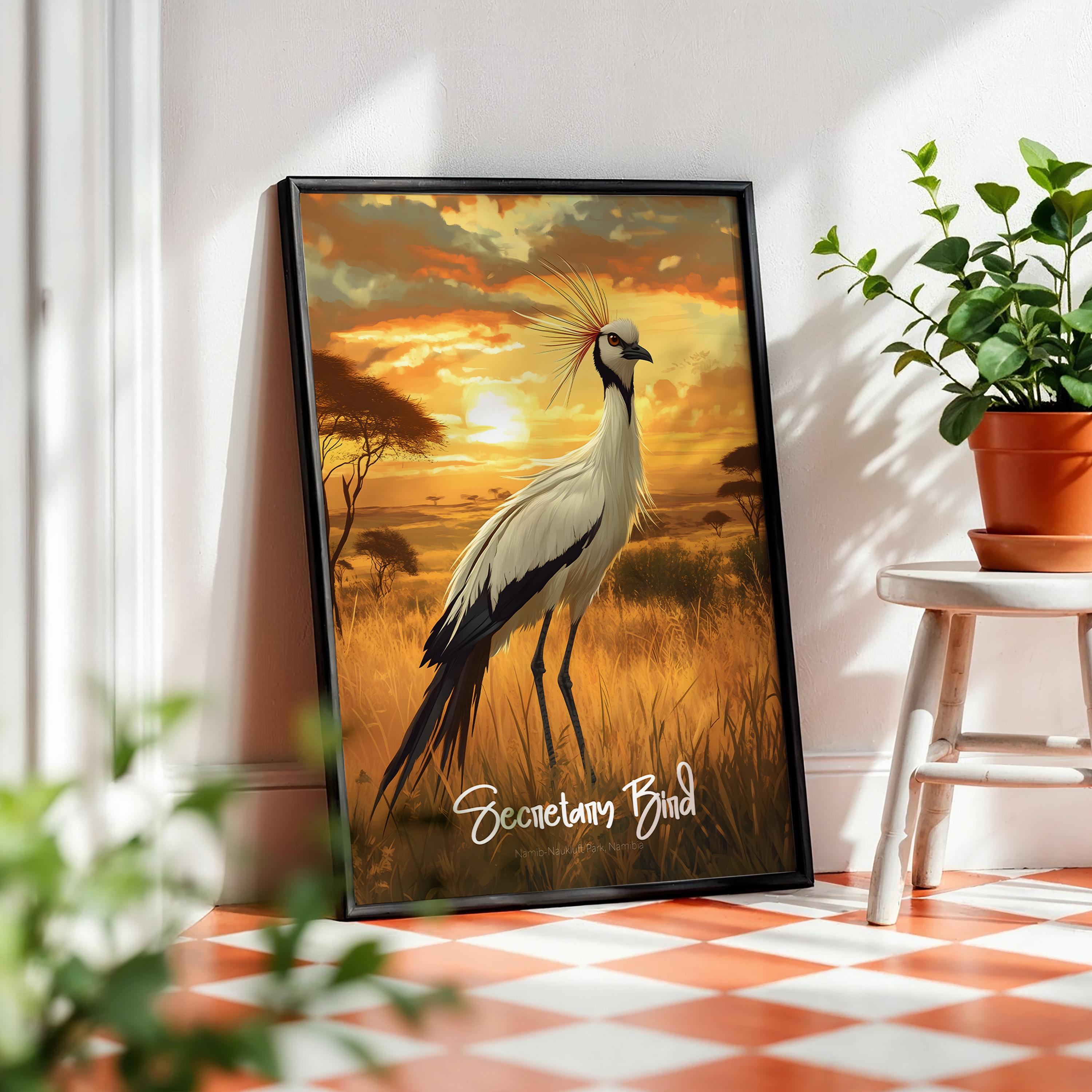 Secretary Bird Art Print: Elegant African Wildlife Poster