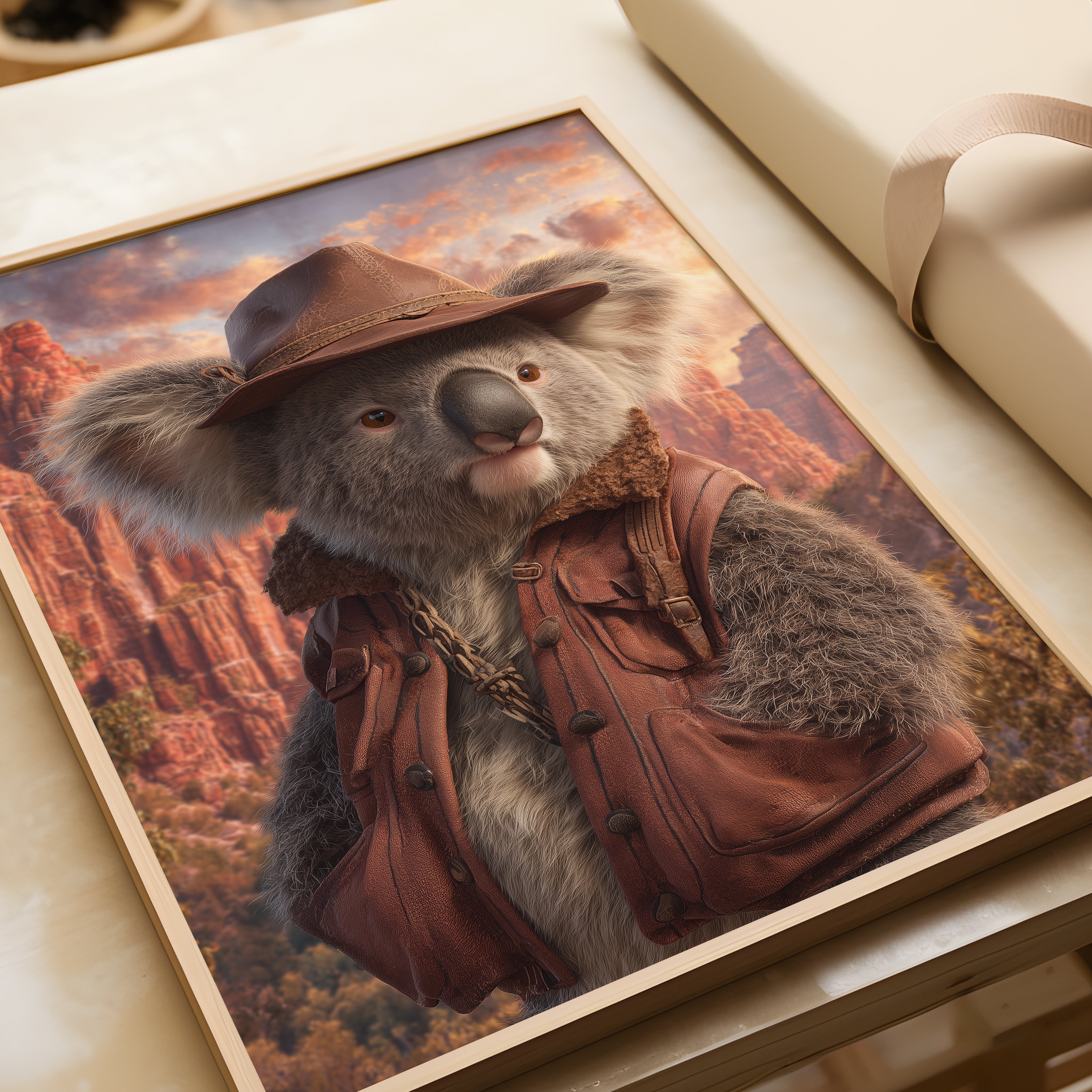 Koala Explorer Poster – Anthropomorphic Animal Print, Australian Outback Wall Art, Fantasy Wildlife Decor