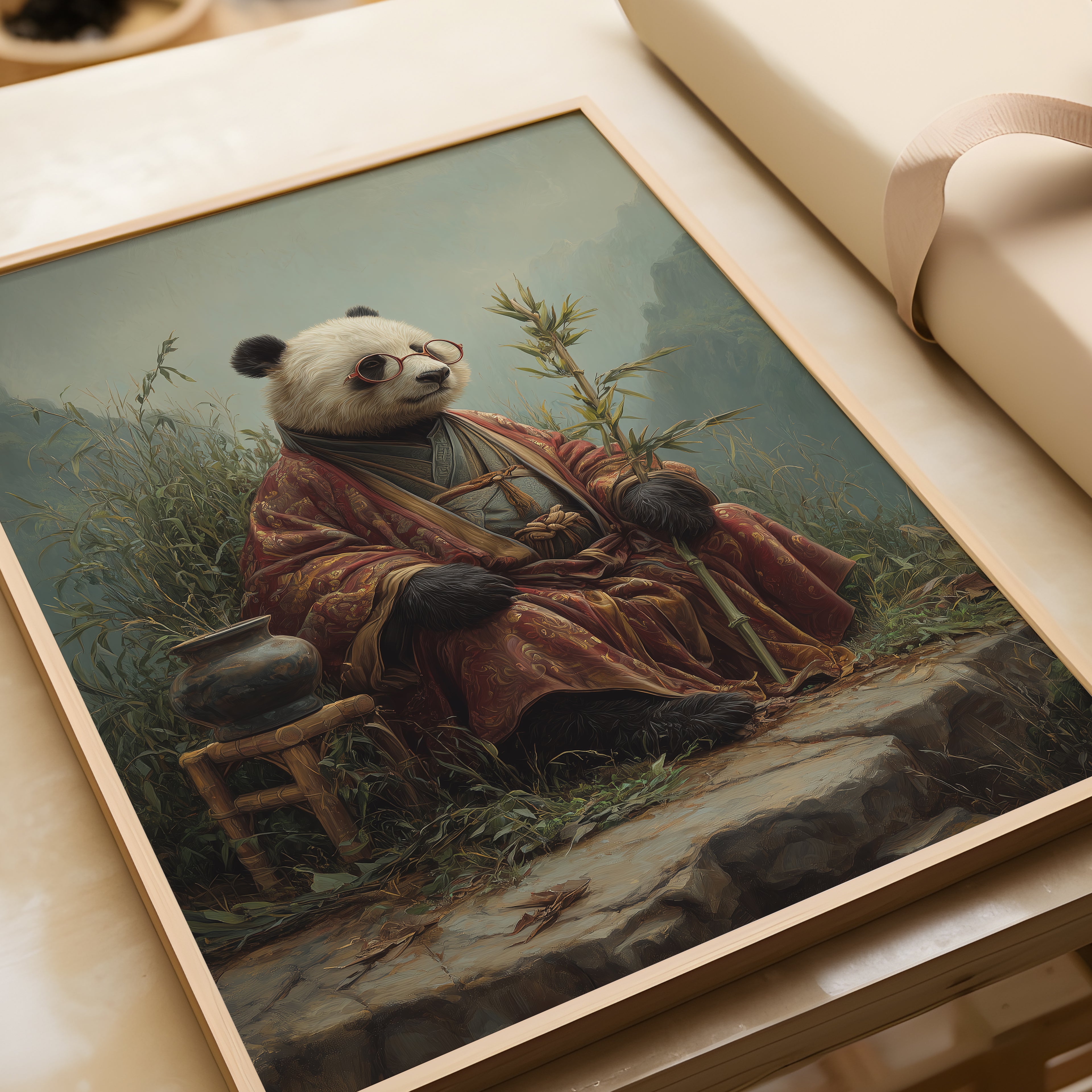 Wise Panda in Sichuan – Asian Animal Art Print, Nature Explorer Wall Decor