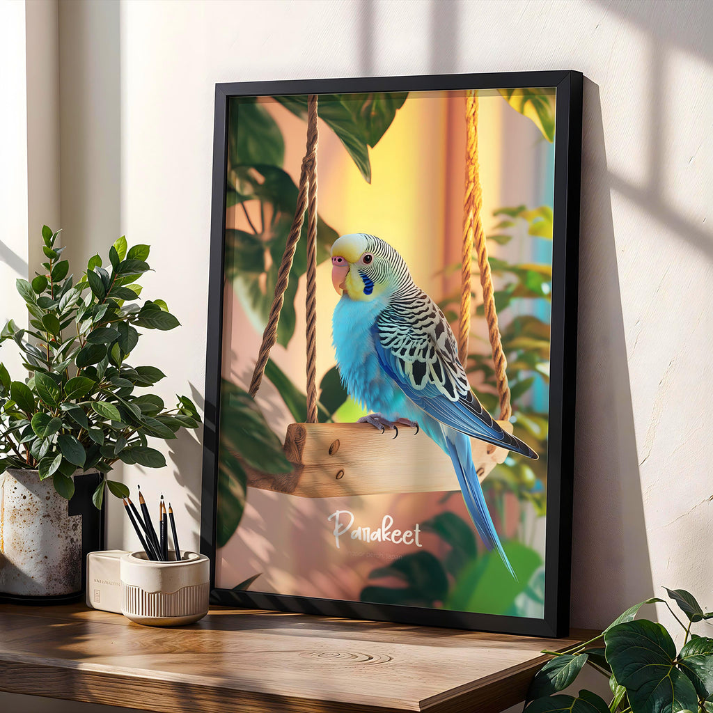 Parakeet Framed Poster: Tropical Bird Wall Art