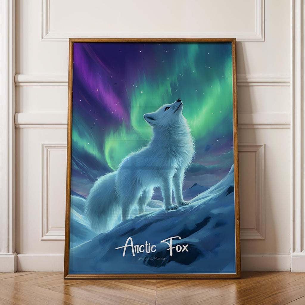 Arctic Fox Print: Norway Winter Wildlife Illustration