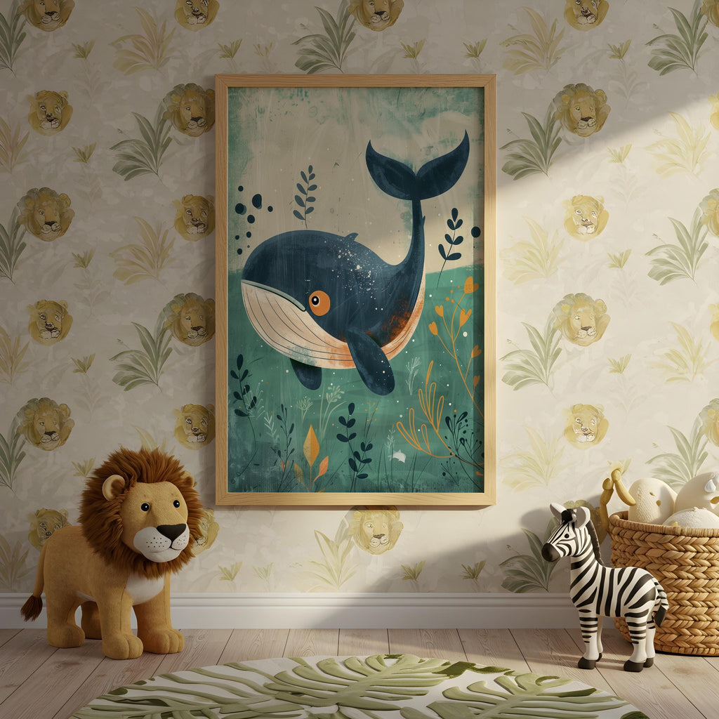 Whale Nursery Wall Art – Ocean Animal Print