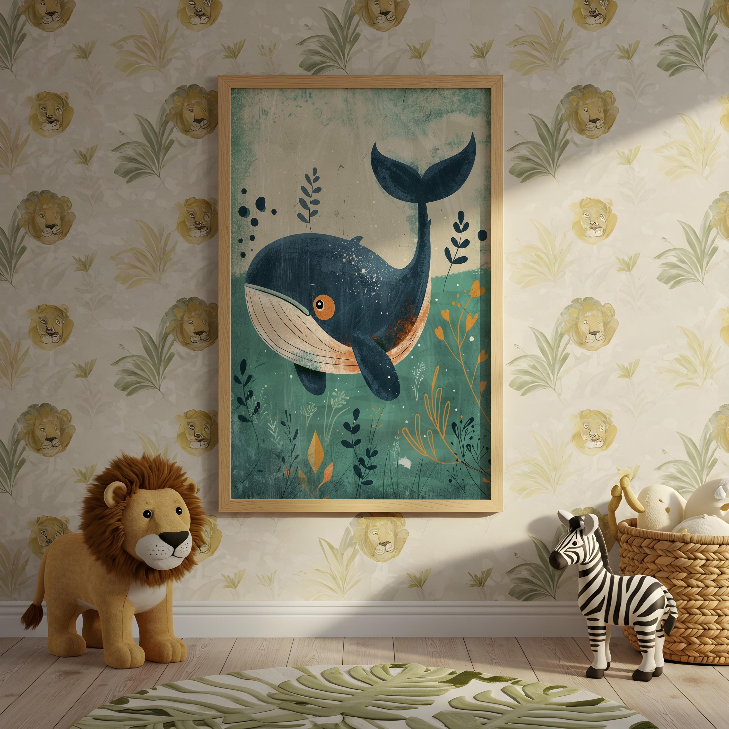 Whale Nursery Wall Art – Ocean Animal Print