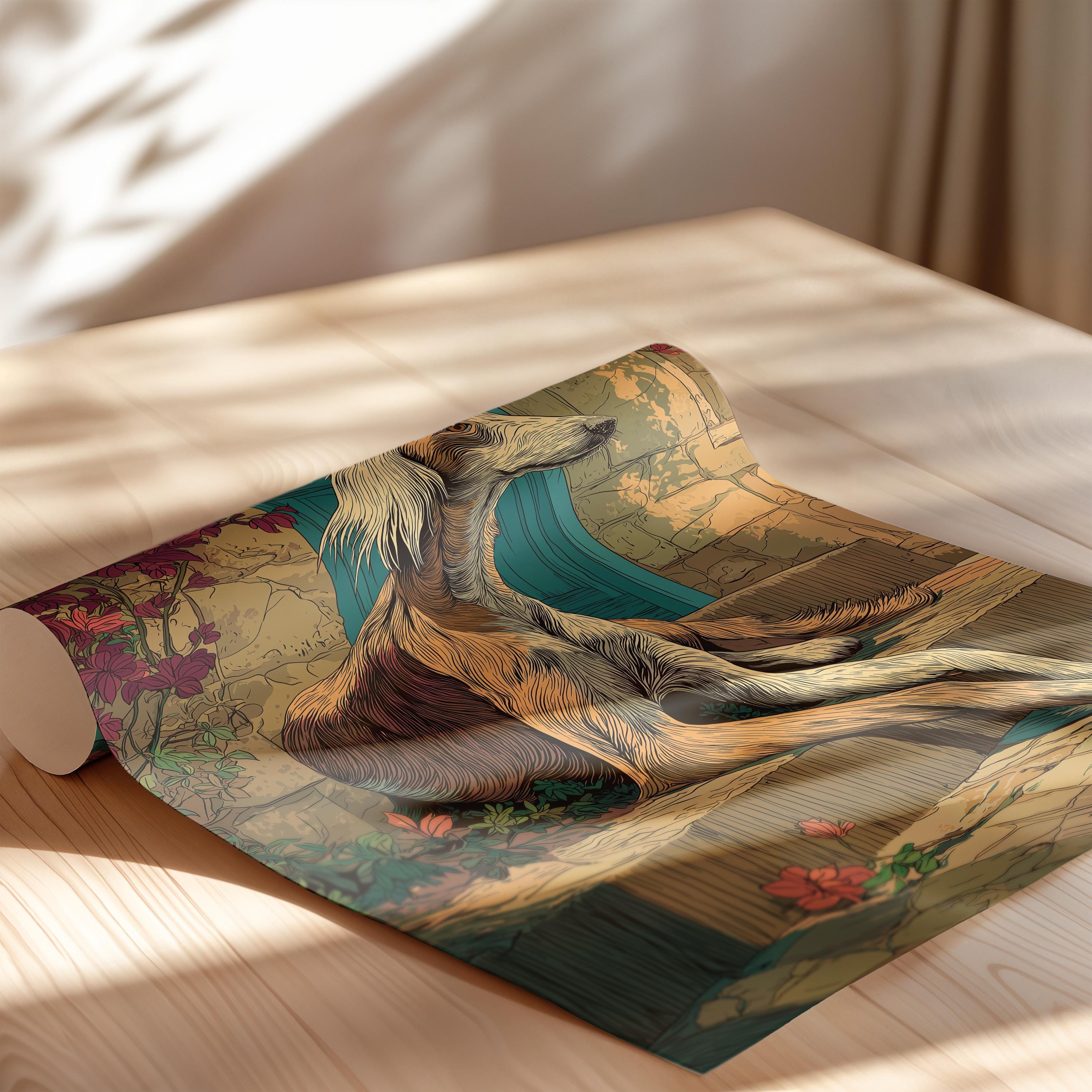 Saluki Dog Art Print: Elegant Sighthound Poster, Desert Decor