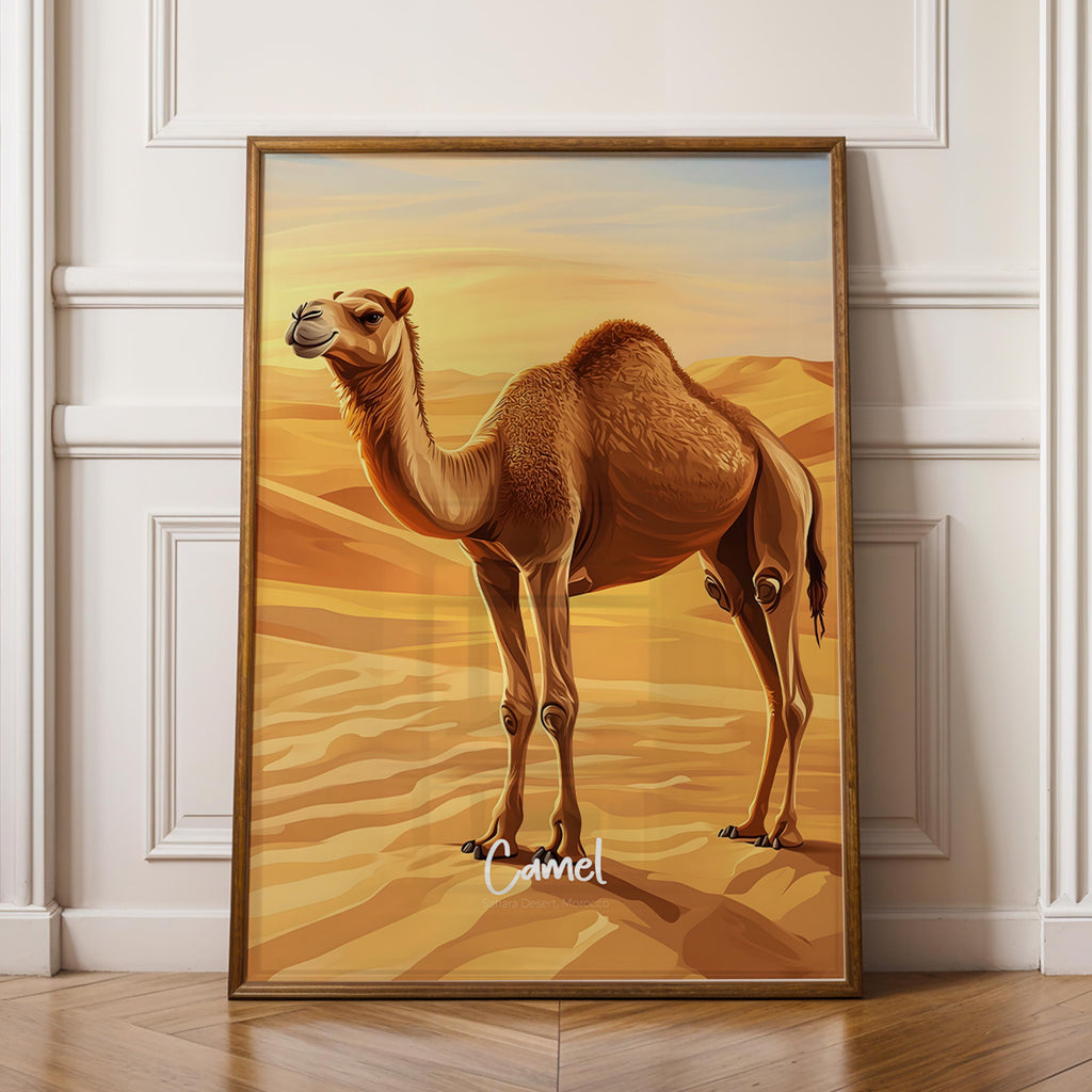 Framed Camel Art Print: Boho Desert Animal Poster