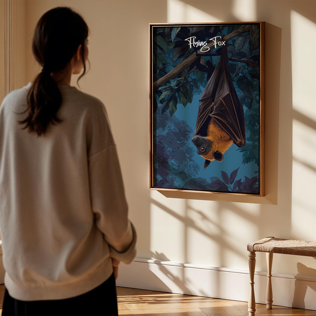 Flying Fox Framed Poster: Educational Wildlife Art for Kids Nursery