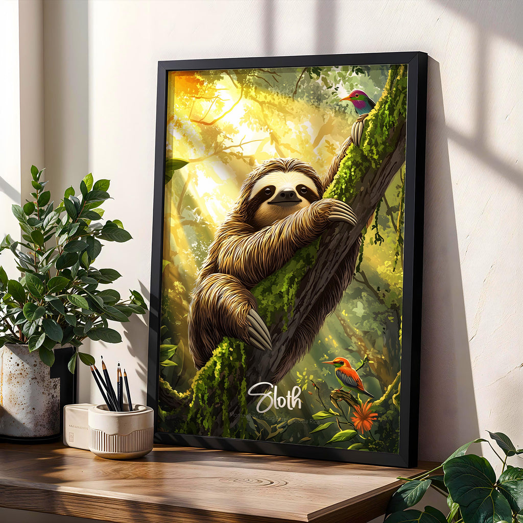 Sloth Animal Wall Art Decor, Cute Sloth Print for Nursery & Kids Room, Nature Animal Poster, Gift for Animal Lovers