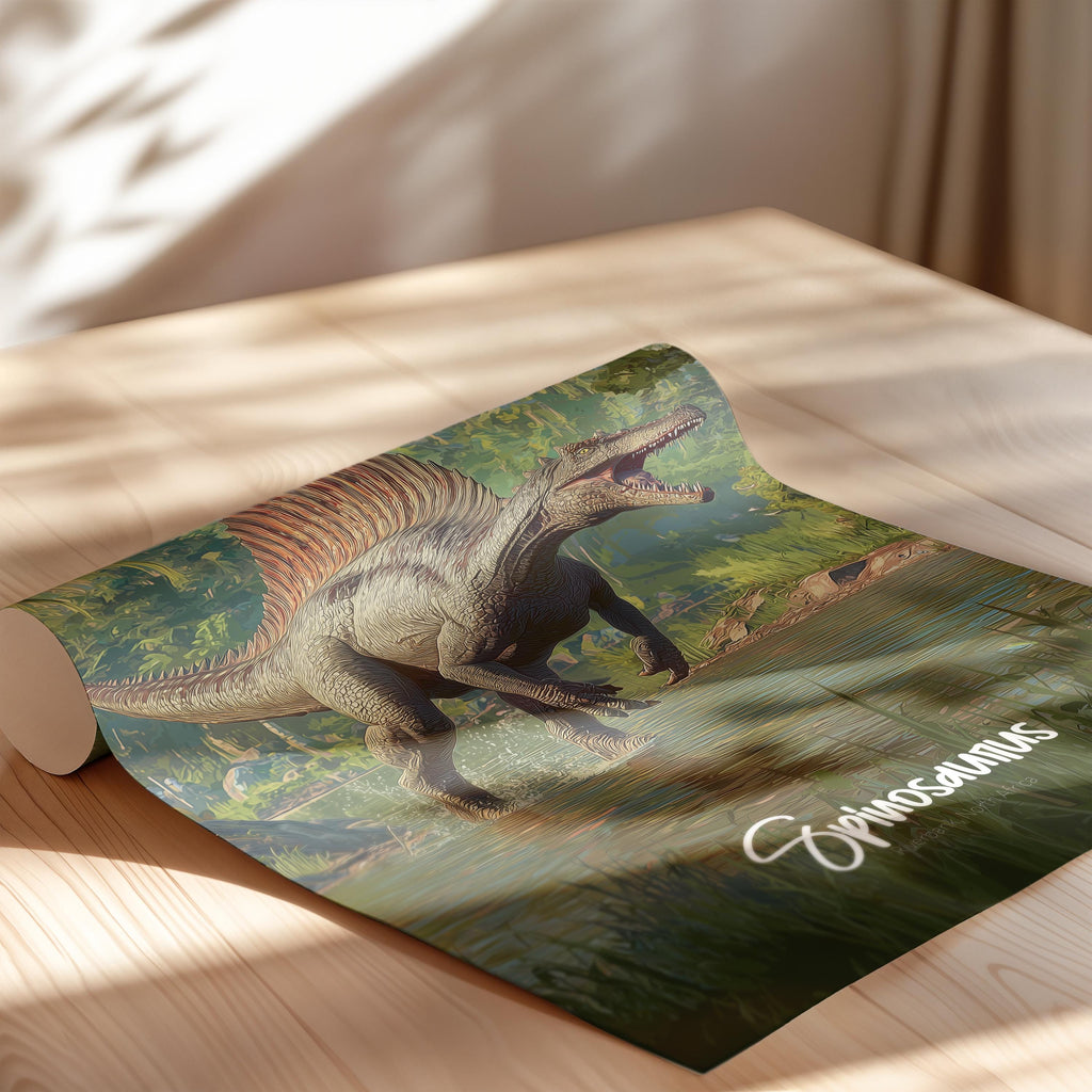 Spinosaurus Framed Poster: Prehistoric Dinosaur Kids Room Decor