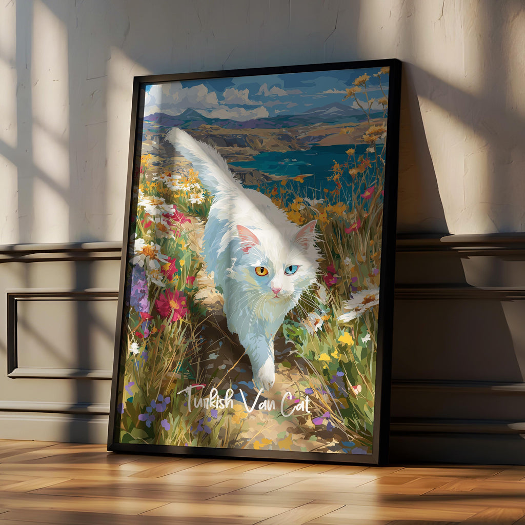 Turkish Van Cat Art Print: White & Ginger Rare Breed Poster