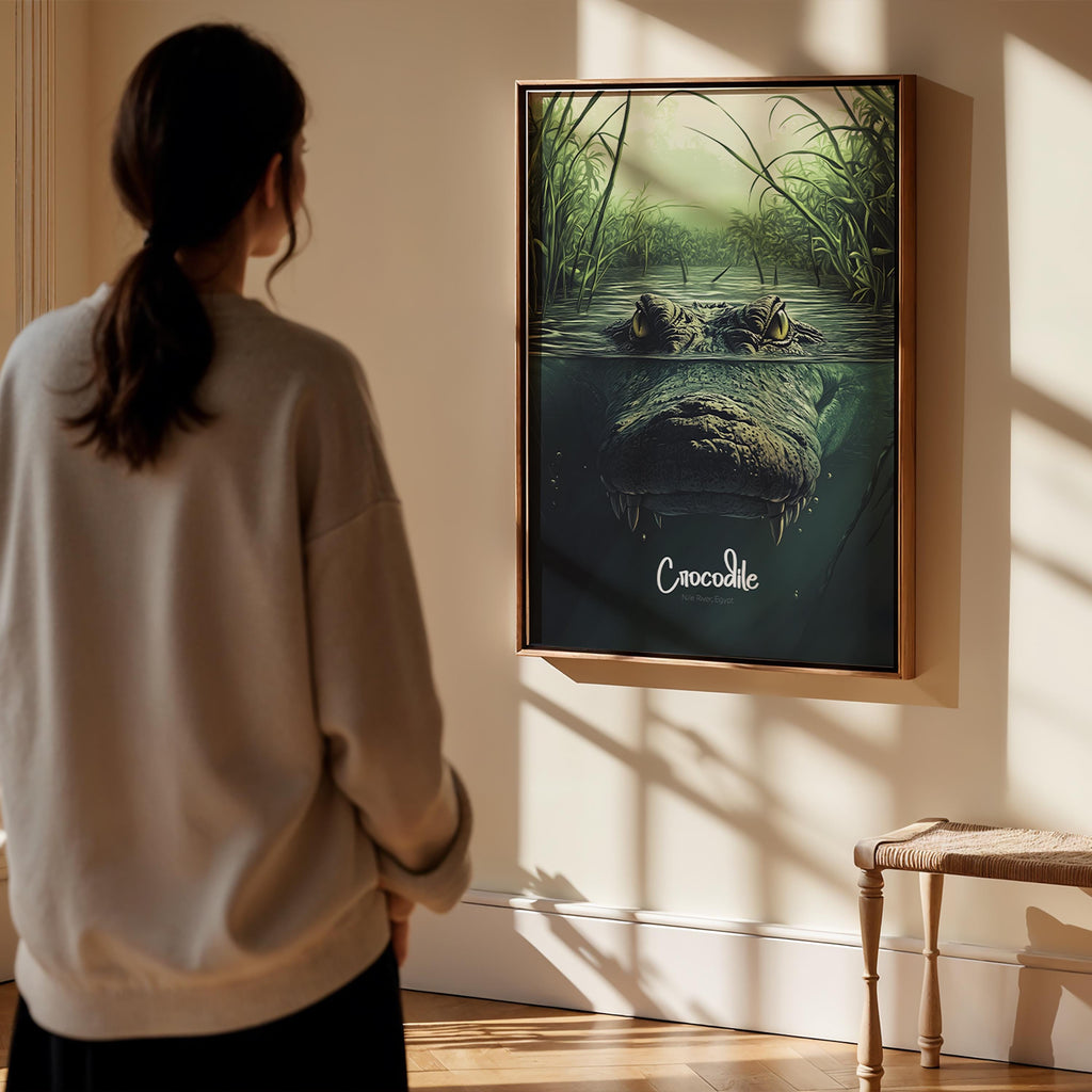 Crocodile Wall Art Print: Exotic Jungle Animal Illustration