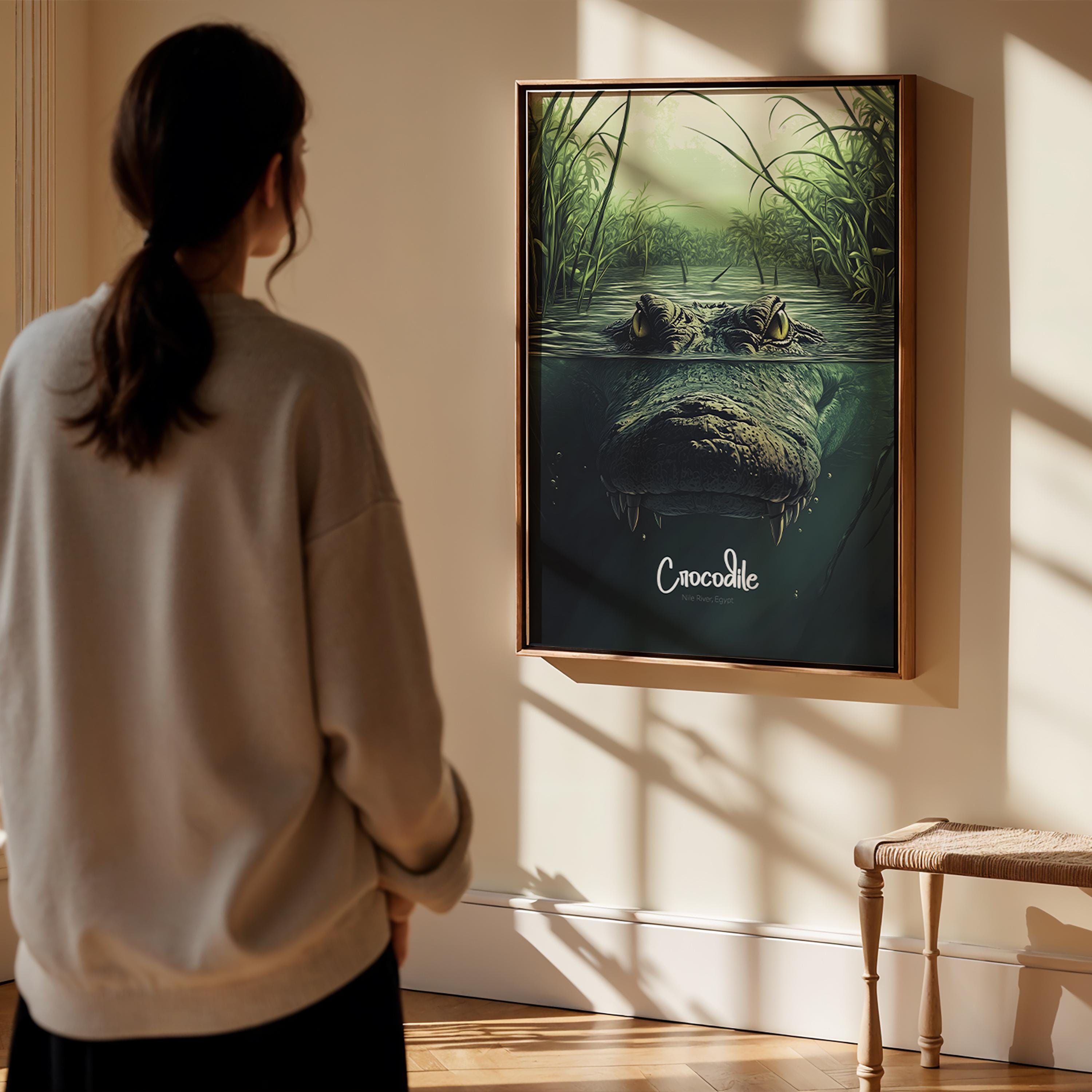 Crocodile Wall Art Print: Exotic Jungle Animal Illustration