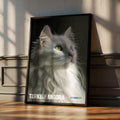 Turkish Angora Framed Poster: Elegant Cat Wall Art for Nursery or Kids Room