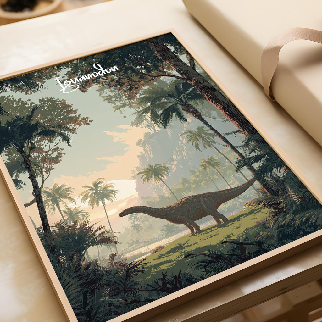 Iguanodon Framed Poster: Dinosaur Nursery & Kids Room Decor