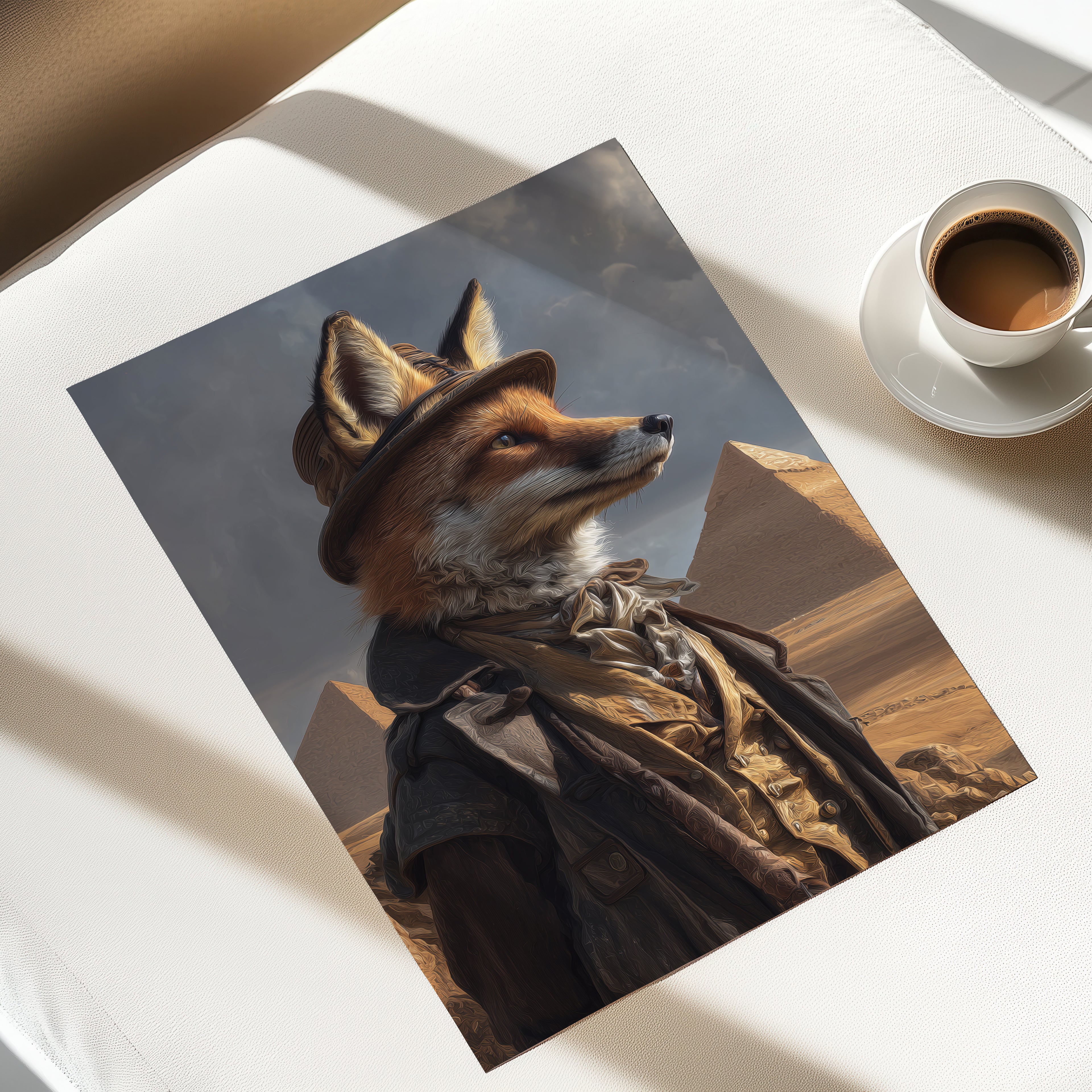 Victorian Fox Explorer Print: Giza Desert Animal Portrait